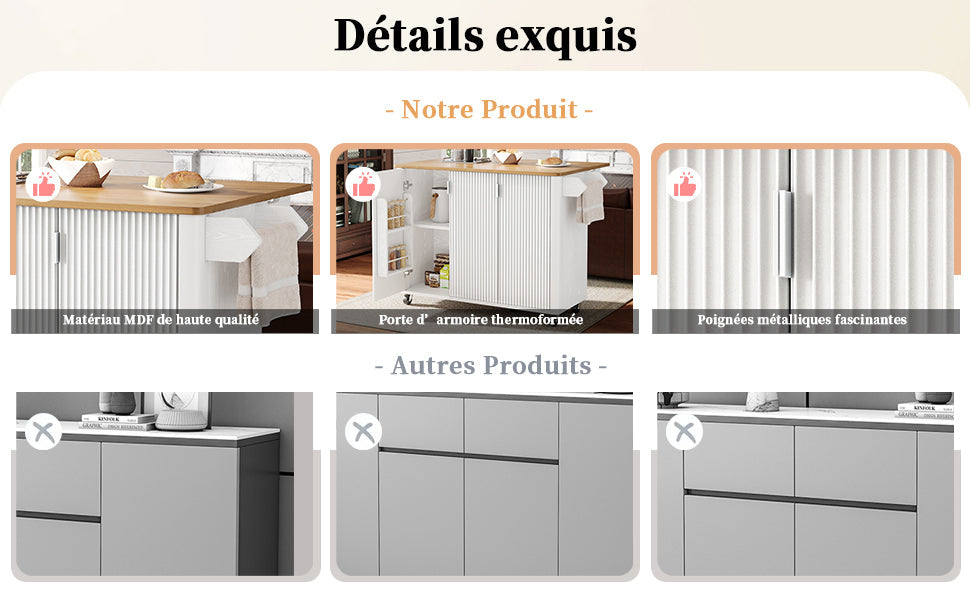 Logidon kitchen island 130x45(75)x92 cm white-black, extendable