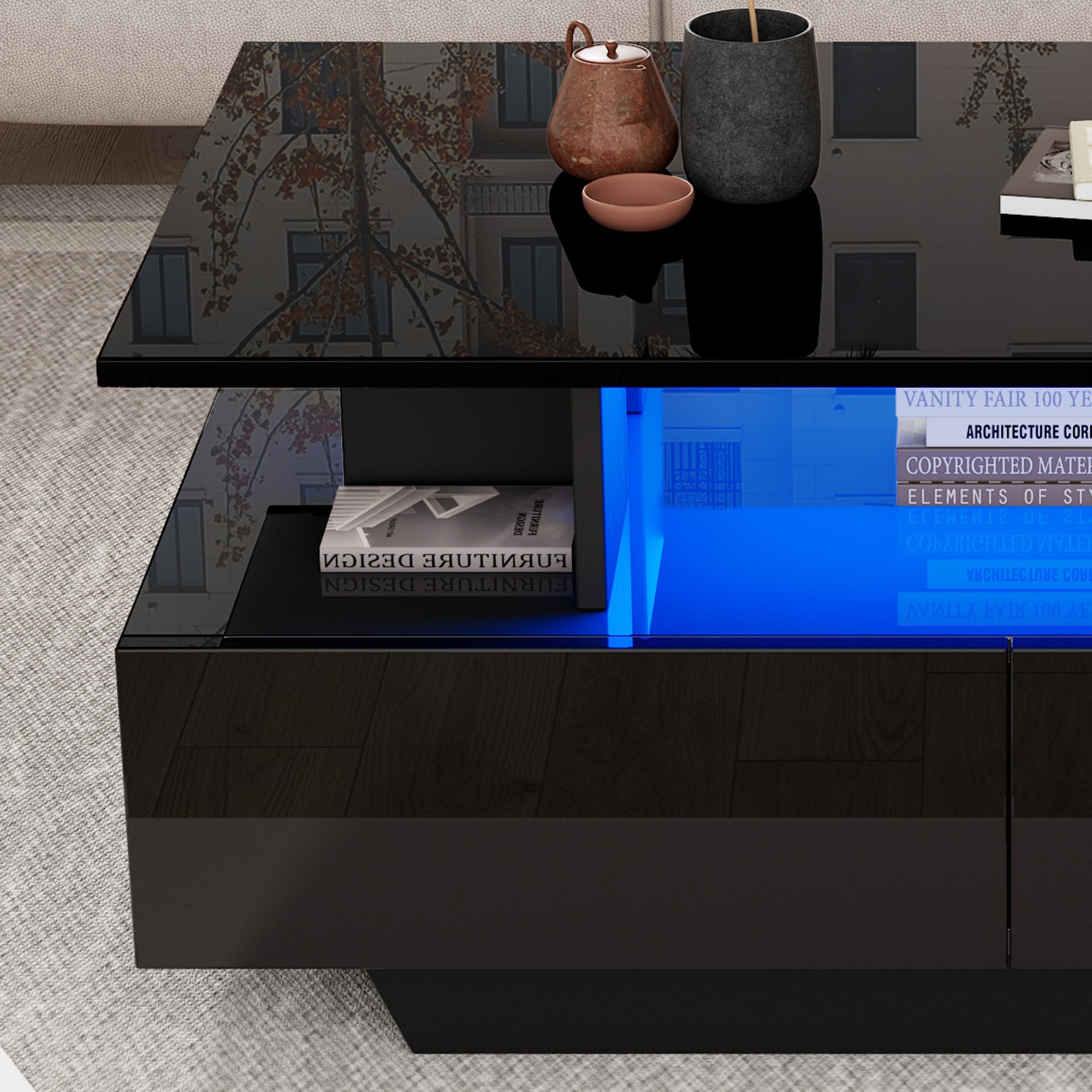 Logidon LED-verlichting salontafel met 2 lades 90x55x41 cm