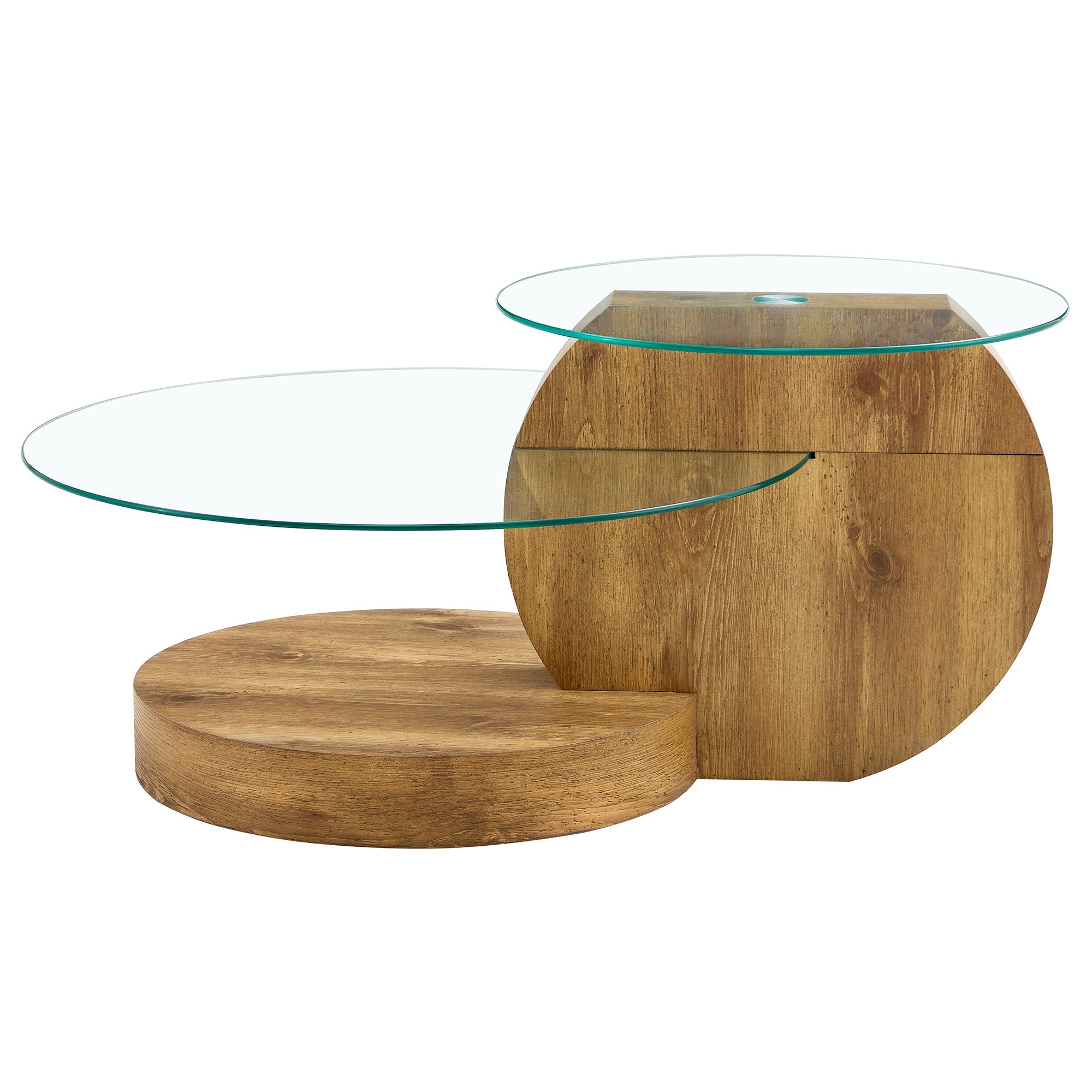 Logidon Moderne Glazen Salontafel Houtstructuur Meerlaags Design MDF 90x70cm