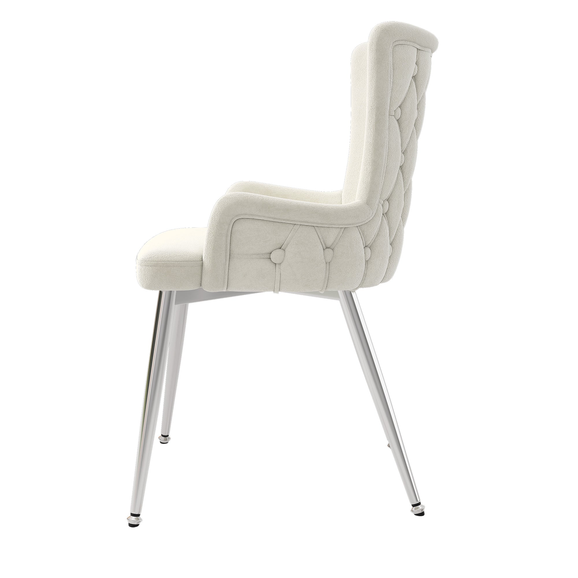 Logidon Velvet Dining Chair Set 6 Beige With Silver Metal Legs