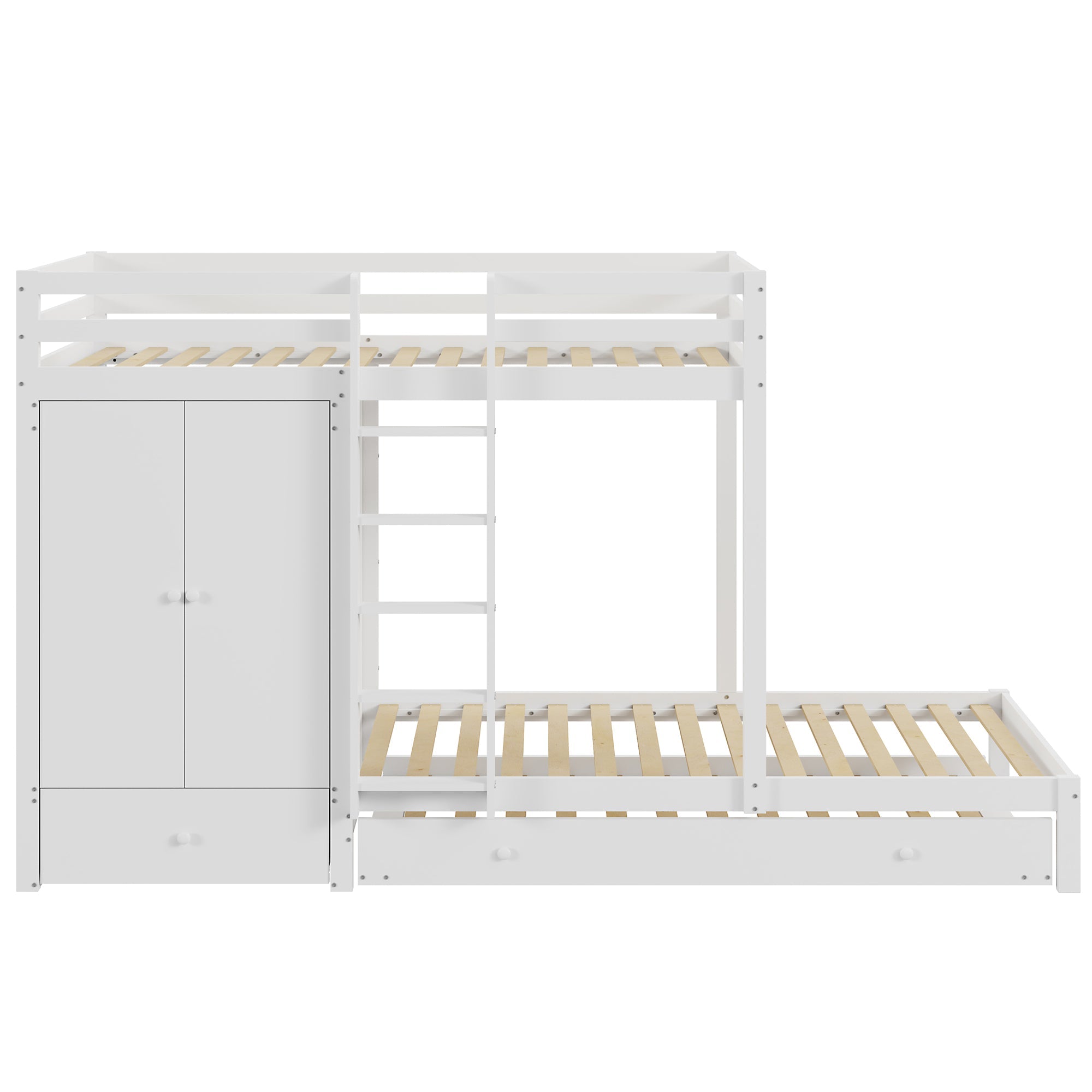 Logidon stapelbed massief hout 90x200 wit uitschuifbedkast