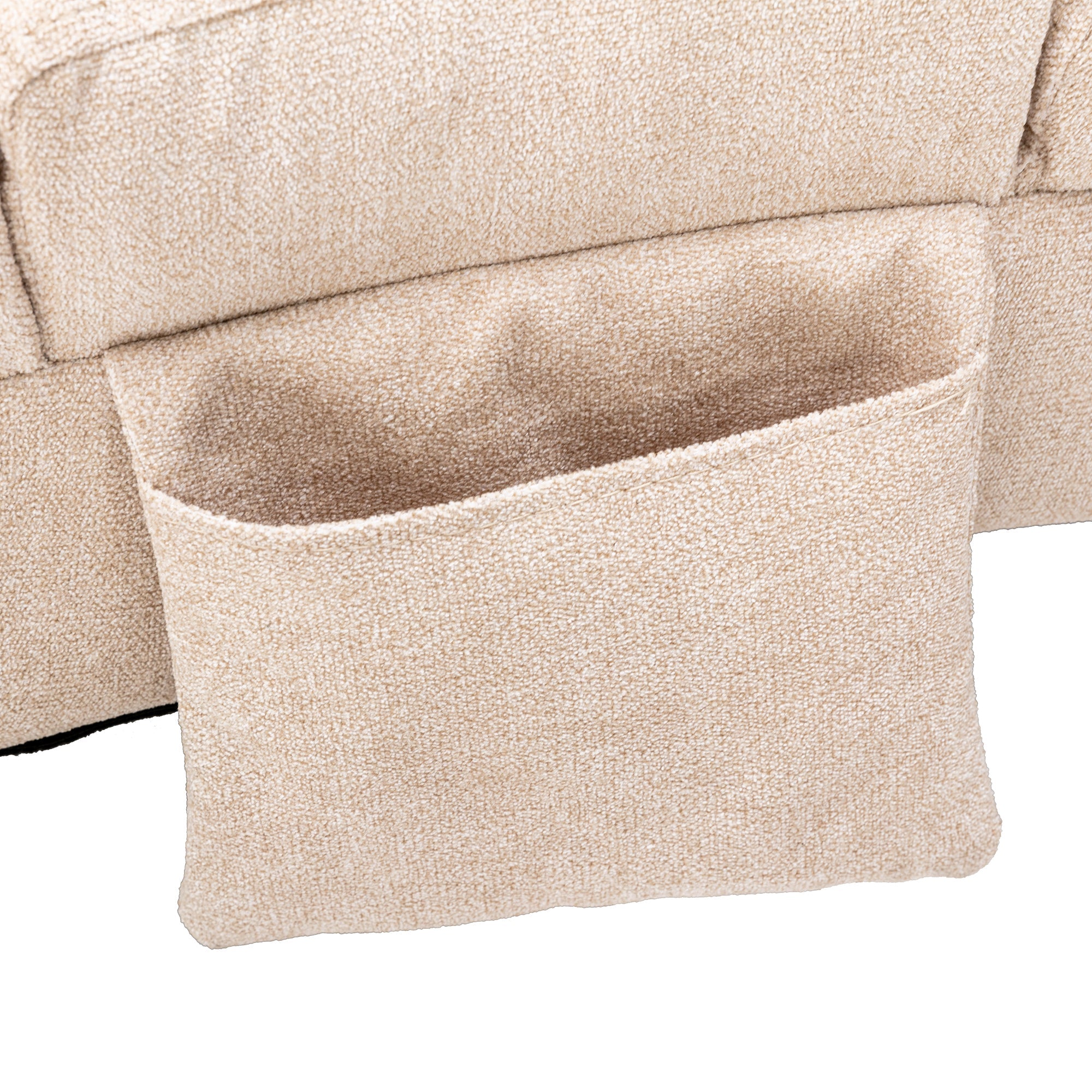 Logidon Linnen Massage Chaise Longue Beige met Afstandsbediening
