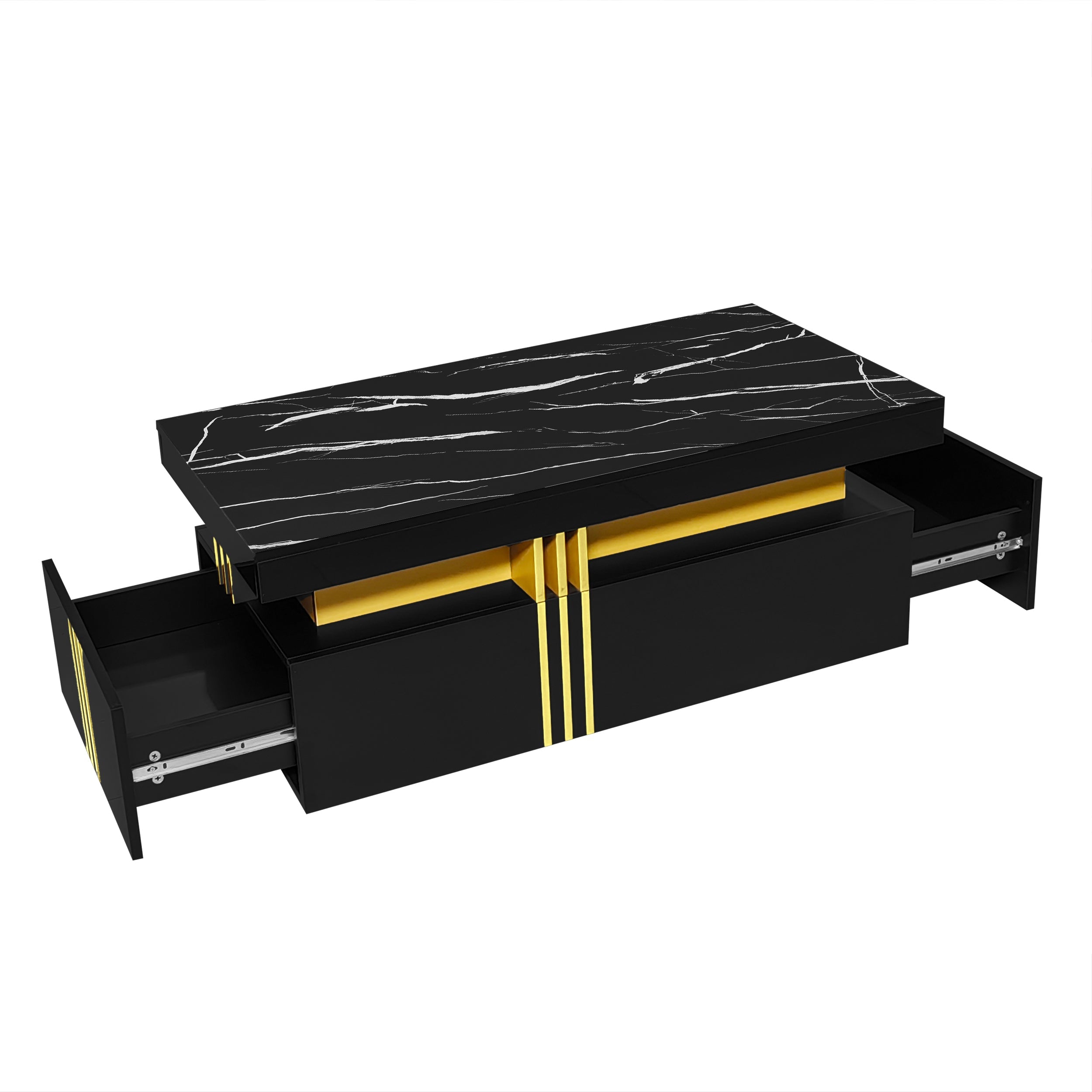 Logidon Zwarte tv-wandmeubelset 2 tv-kast salontafel marmerlook