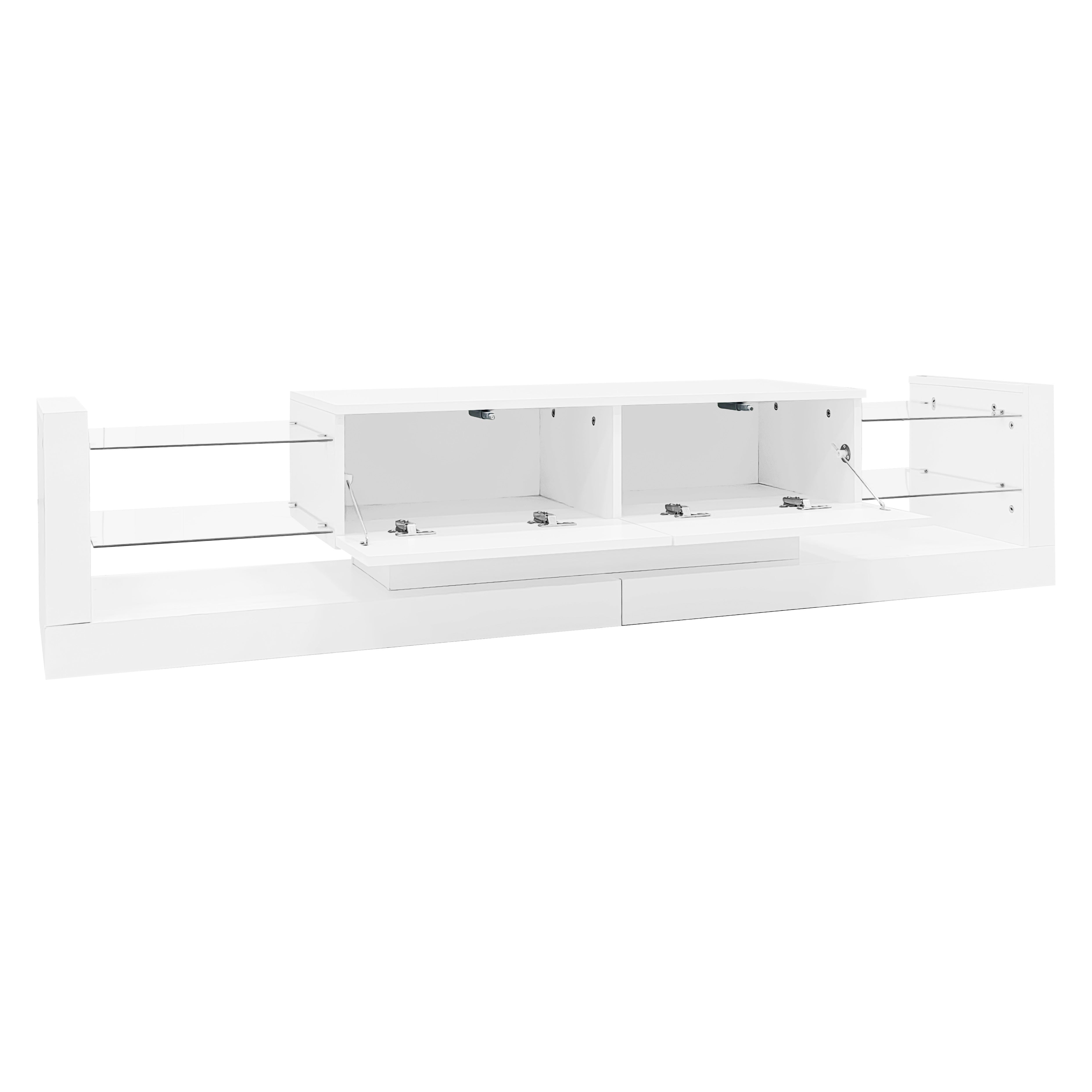 Logidon high gloss TV set white with LED lighting coffee table