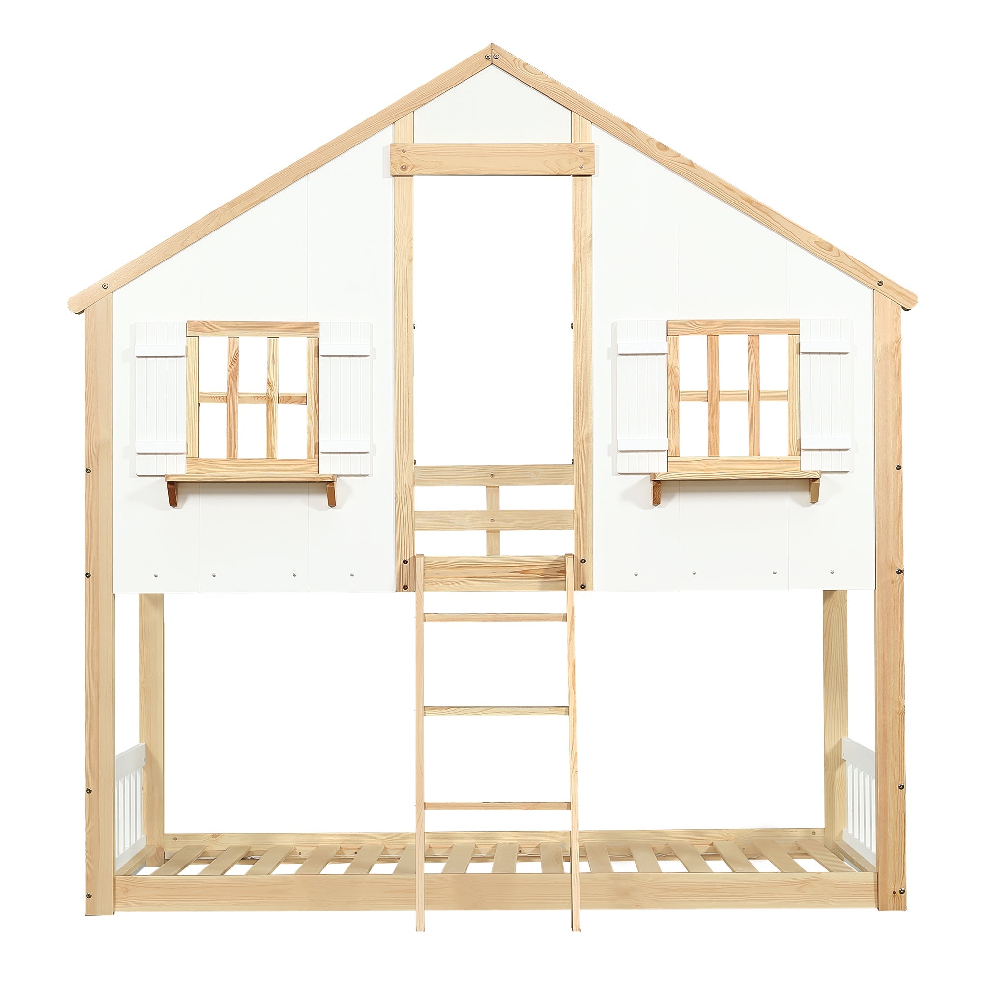 Logidon stapelbed 90x200 cm wit naturel met veiligheidsrailing