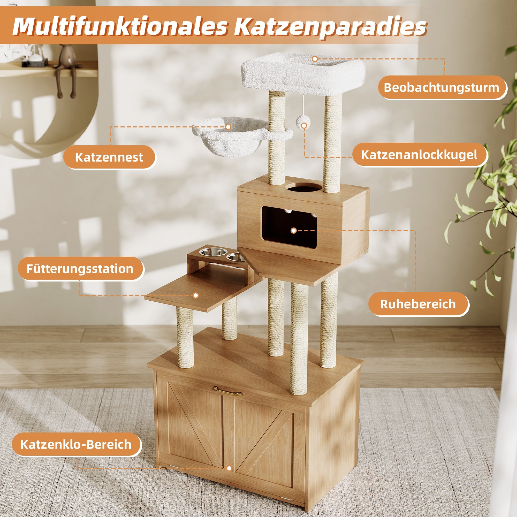 Logidon kattentoren AllinOne kattenmeubel 80x50x173 cm