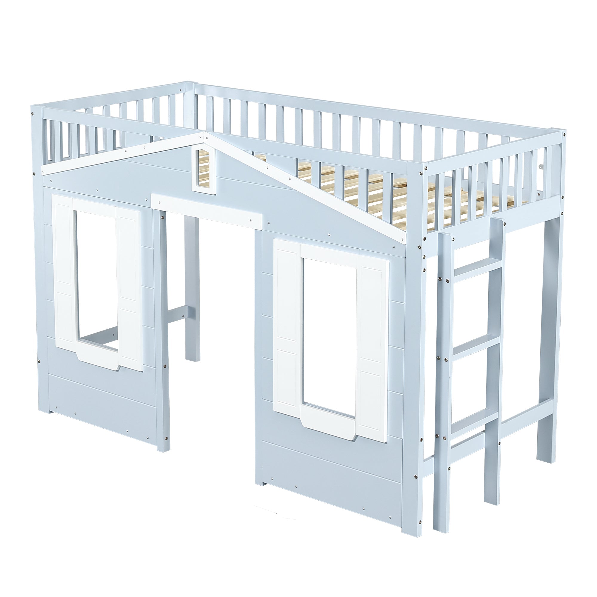 Logidon hoogslaper blauw 90x200 kinderbed met ruimte onder het bed