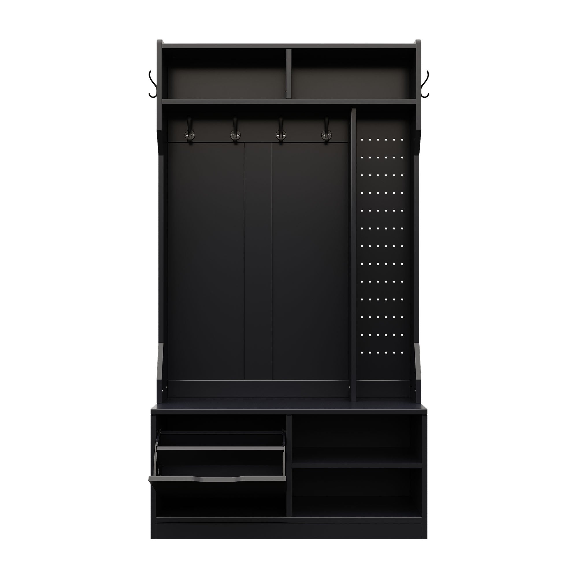 Logidon kledingkastset zwart 100x185,5x40 cm met bank 6 haken