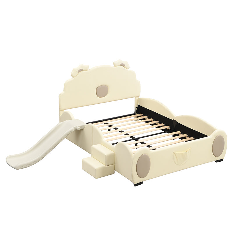 Logidon Cartoon Bear Bed 90x200 cm With Slide And Ladder Beige