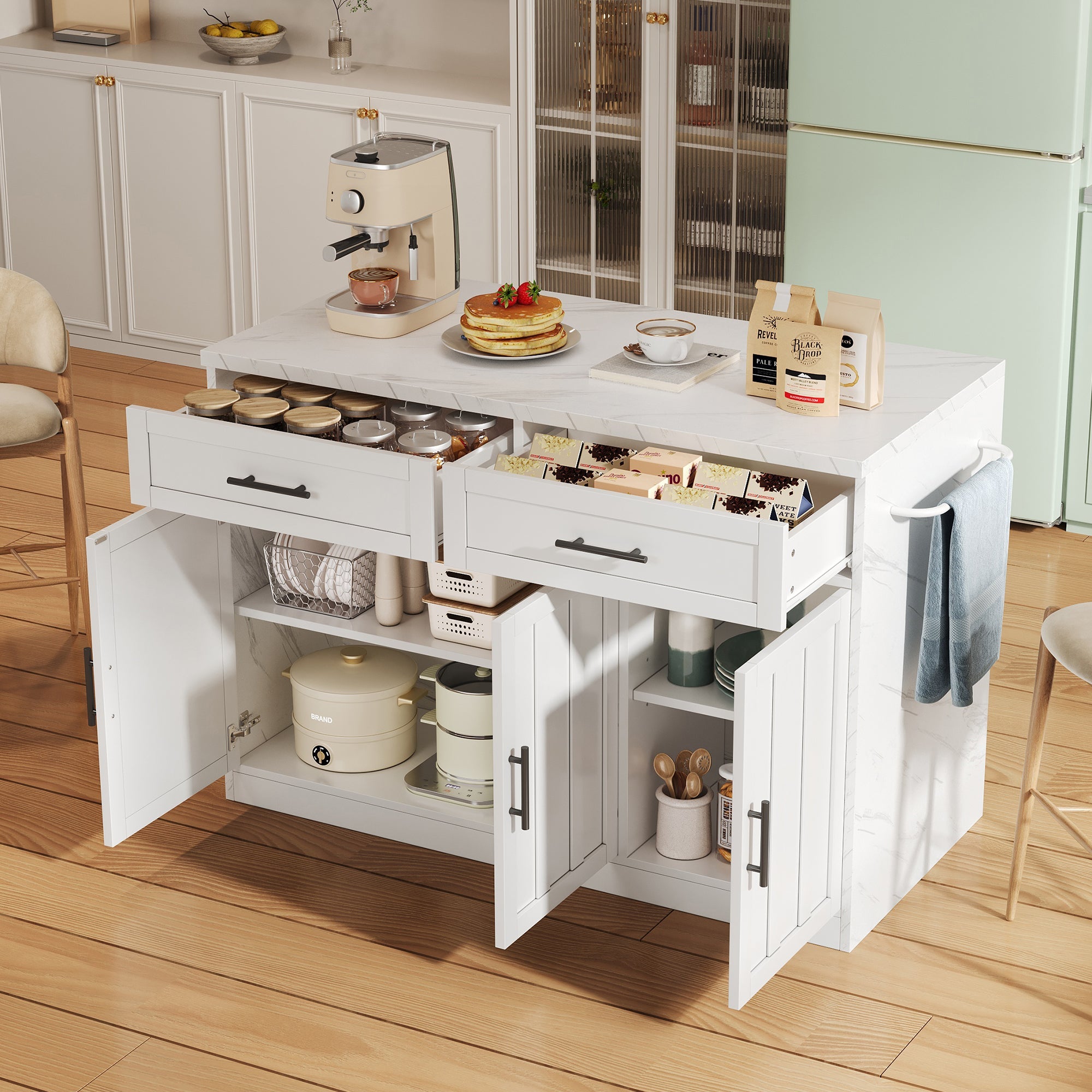 Logidon keukeneiland 120x60x91 cm met USB-aansluitingen wit