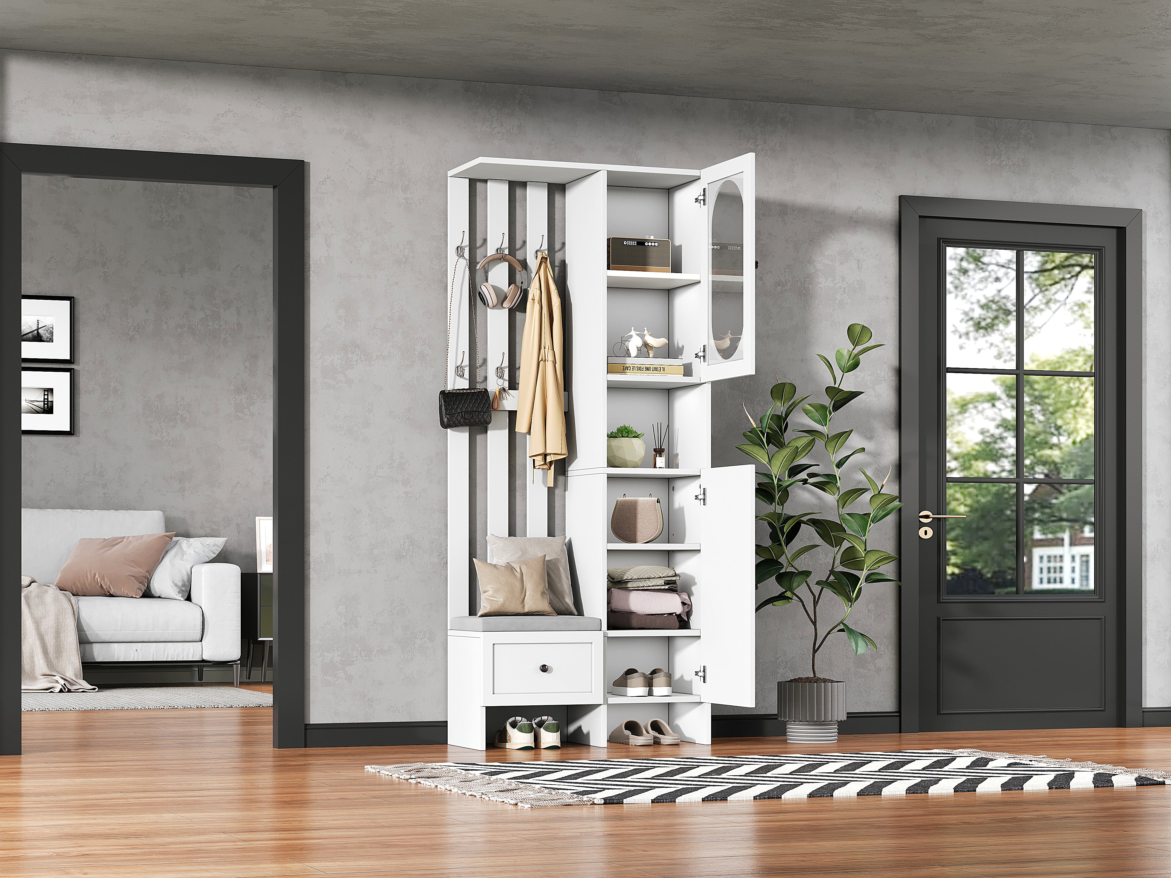 Logidon compacte kledingkast 85x33,5x200 cm wit 2 kasten