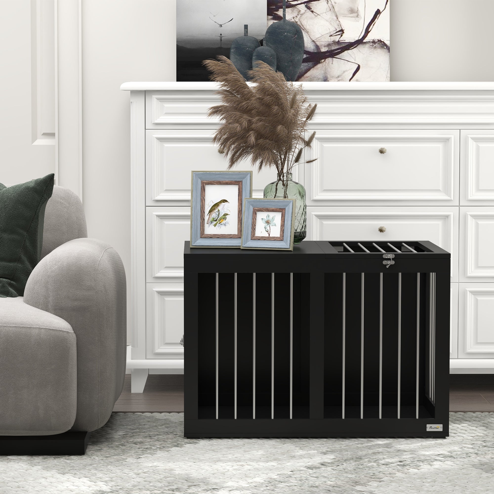 Logidon Hondenbox Zwart 80x50x56 cm met deuren voor middelgrote honden