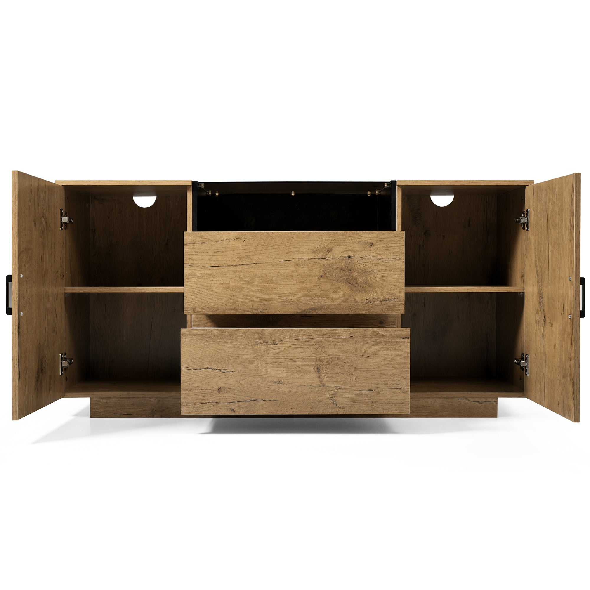 Logidon oak look chest of drawers sideboard 2 drawers 2 cupboards H70