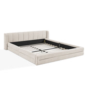 Logidon tweepersoonsbed 160x200 cm beige chenille comfortabel hoofdbord