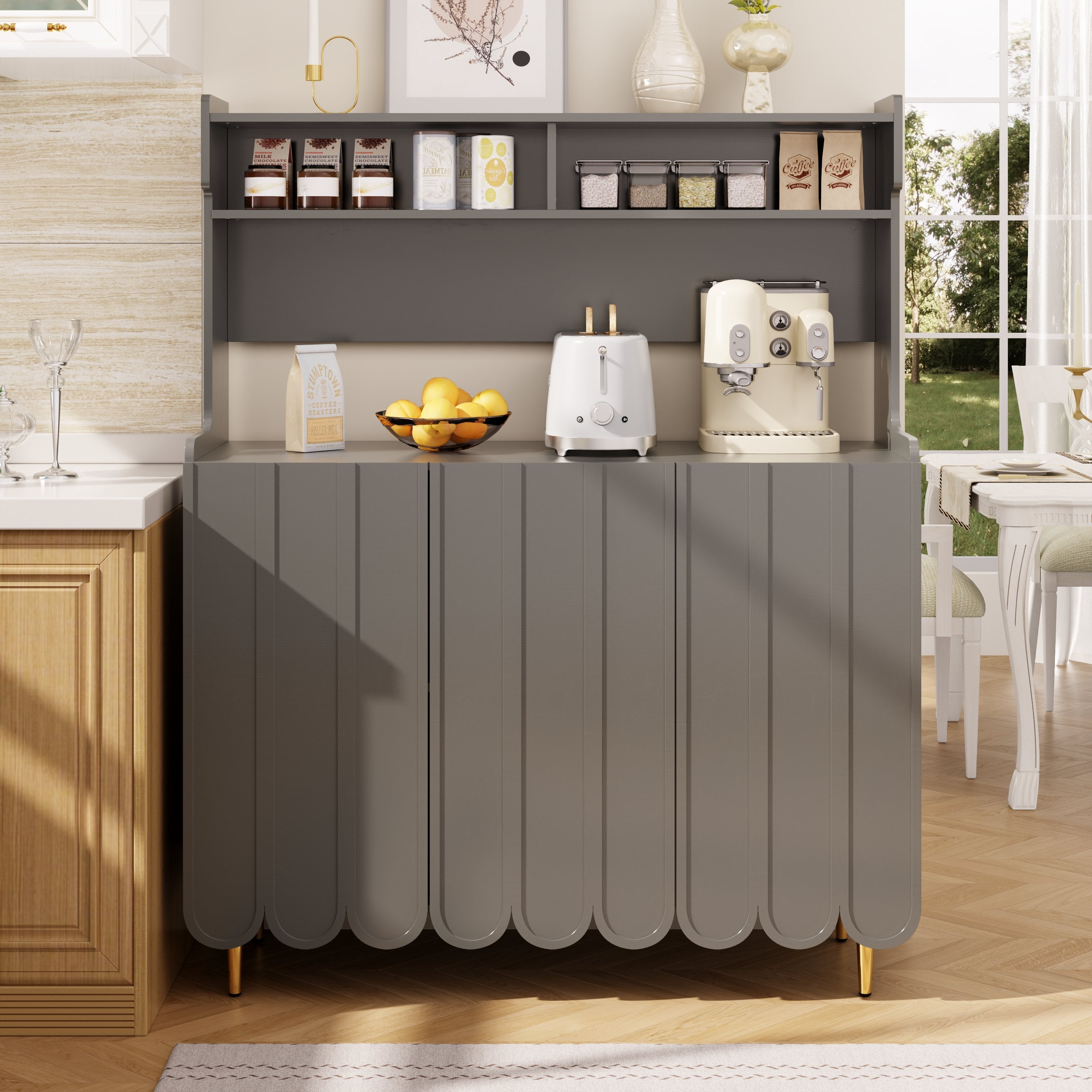 Logidon grijs dressoir 120 x 40 x 151 cm open opbergplank