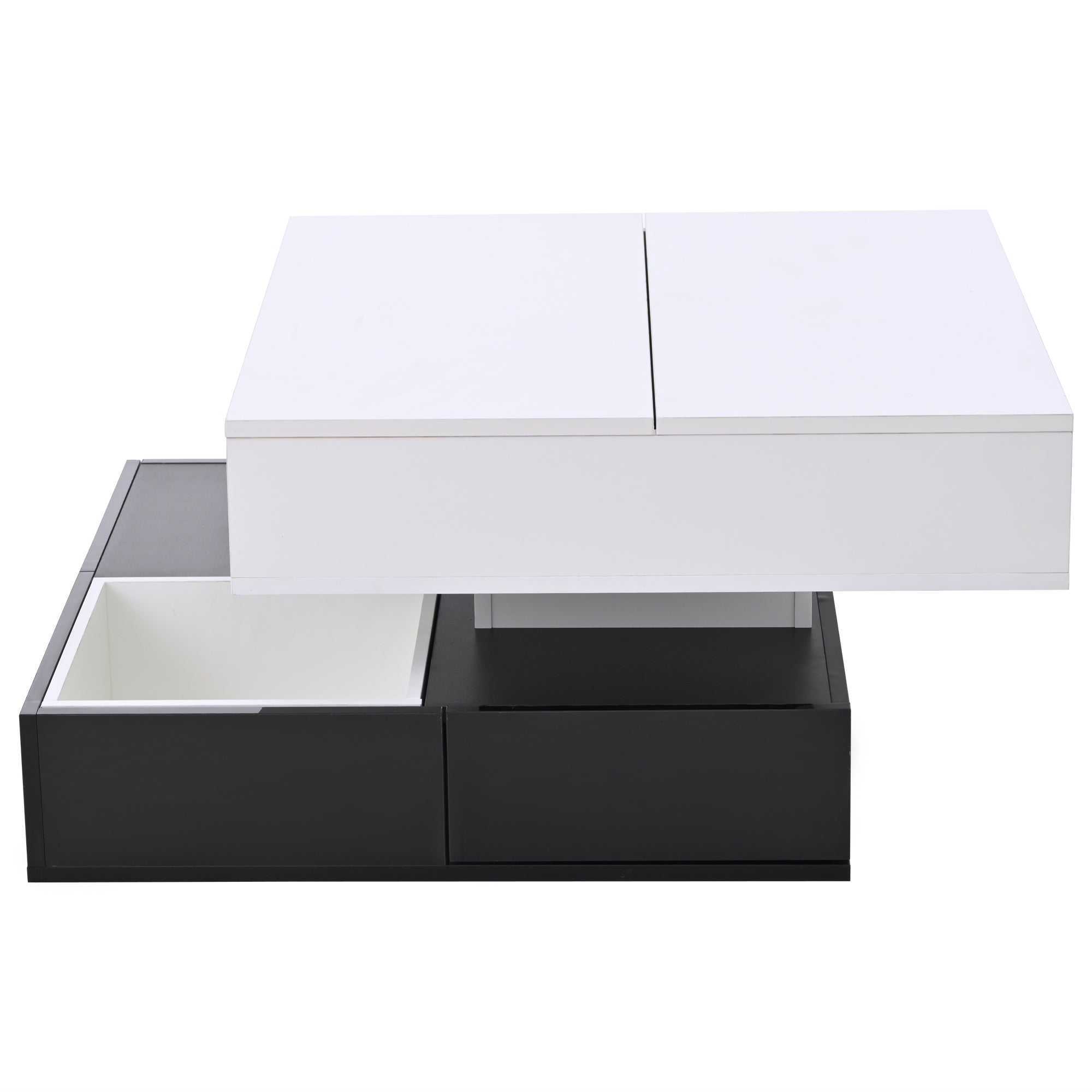 Logidon salontafel 70x70 hefblad 360 graden draaibaar 3 lades wit