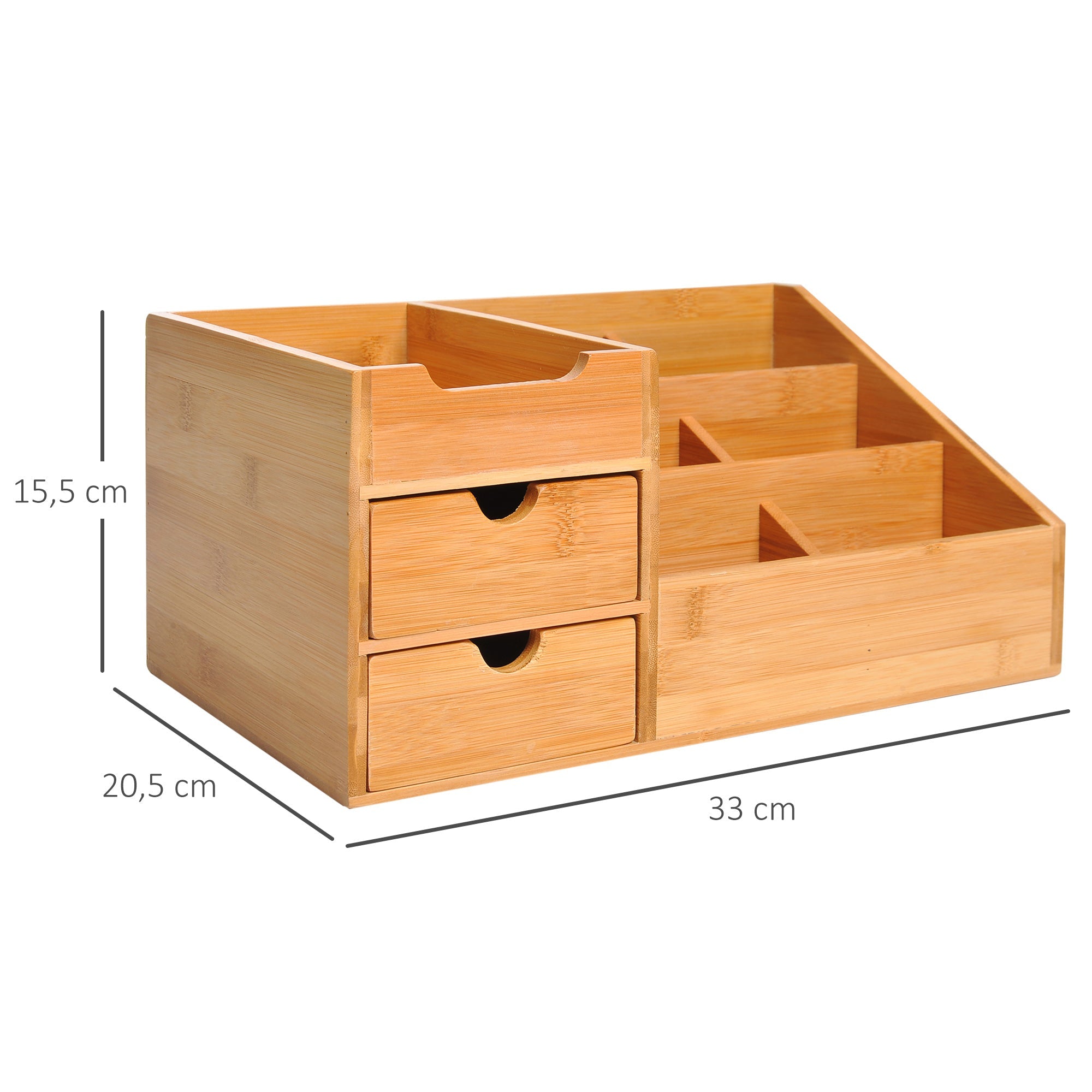 Logidon Bamboe Organizer Naturel 2 Lades L33 B20,5 H15,5 cm