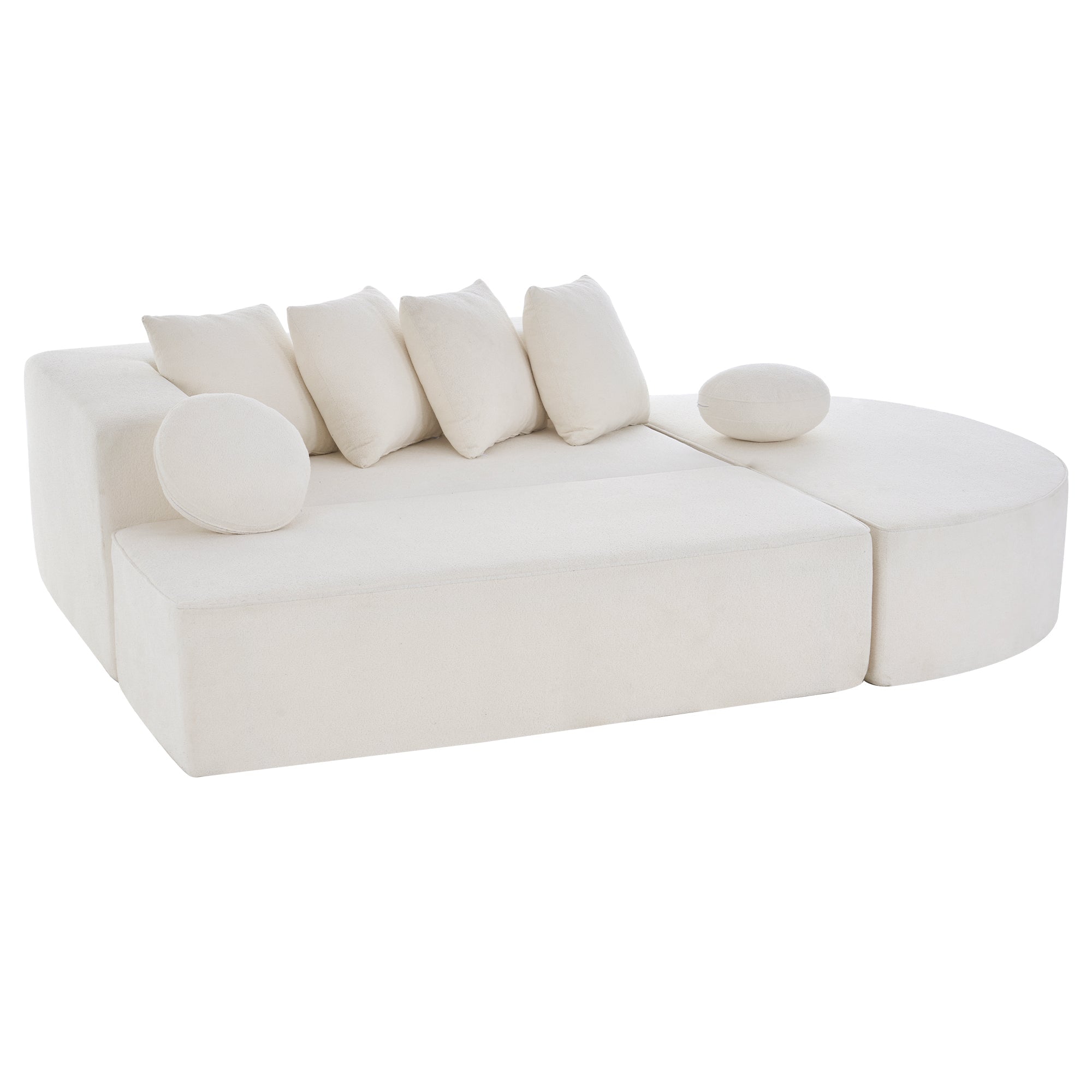 Logidon Modulaire Cloud Sofa 5-zits fluwelen wit fluweel, geen montage
