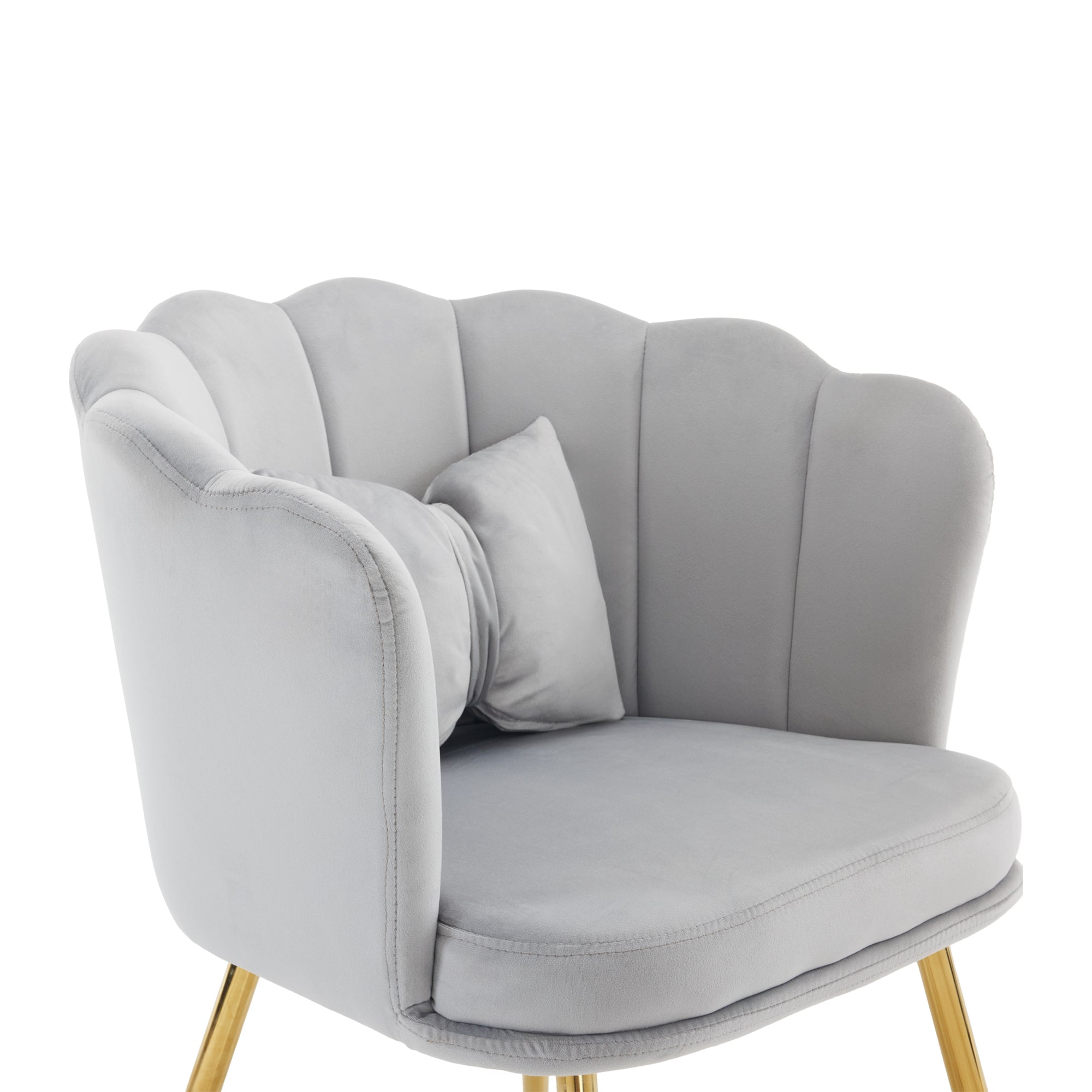 Logidon Modern Velvet Living Room Armchair Gray With Gold Legs