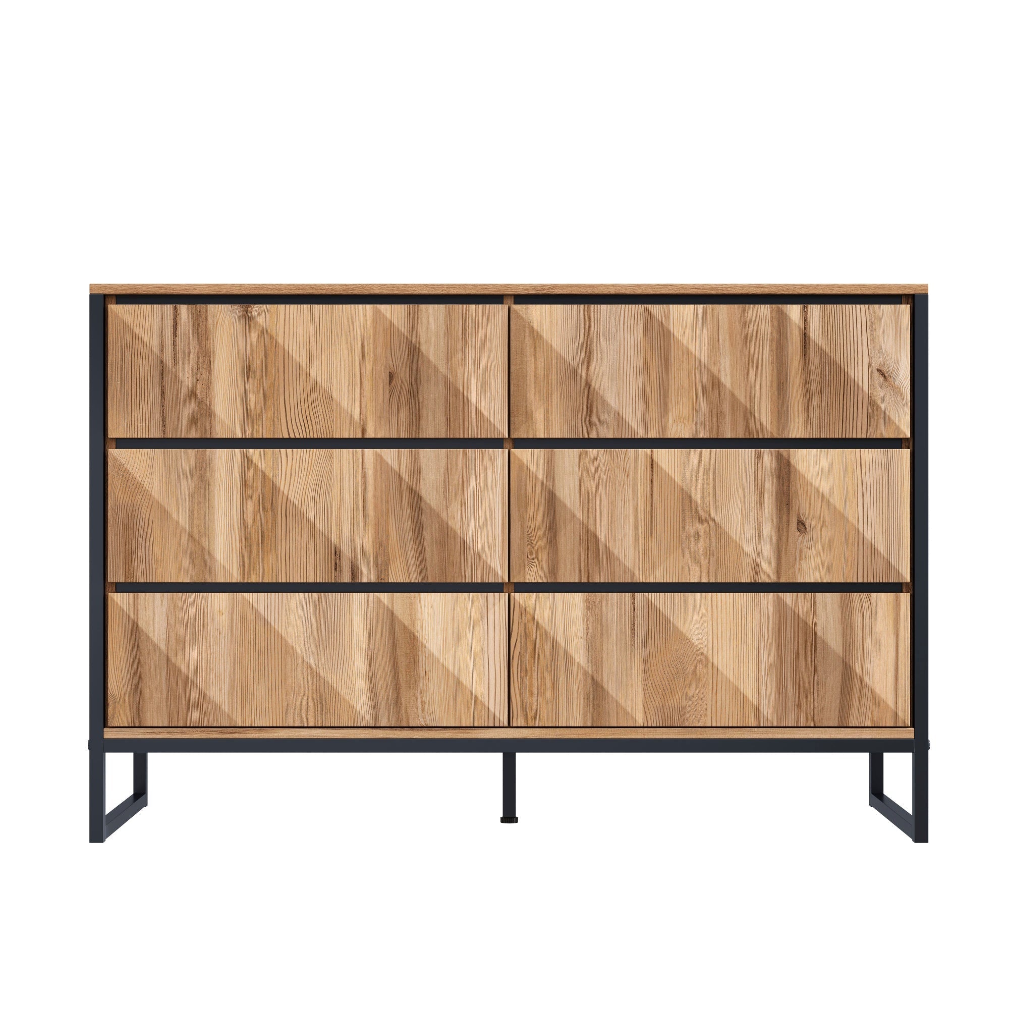 Logidon dressoir 120x40x80 zwart houtlook 6 lades