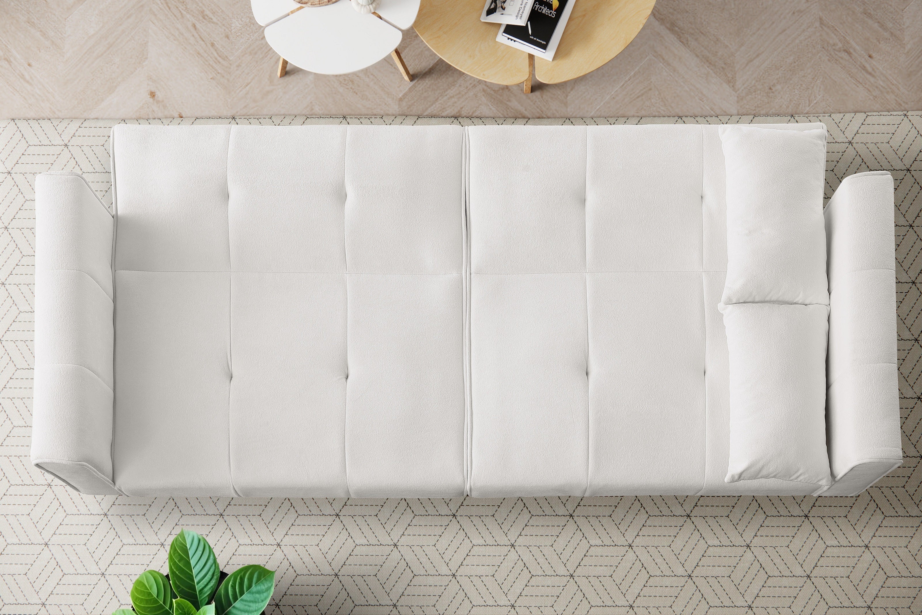 Logidon Futon slaapbank beige stof 175 cm lang 3-zits