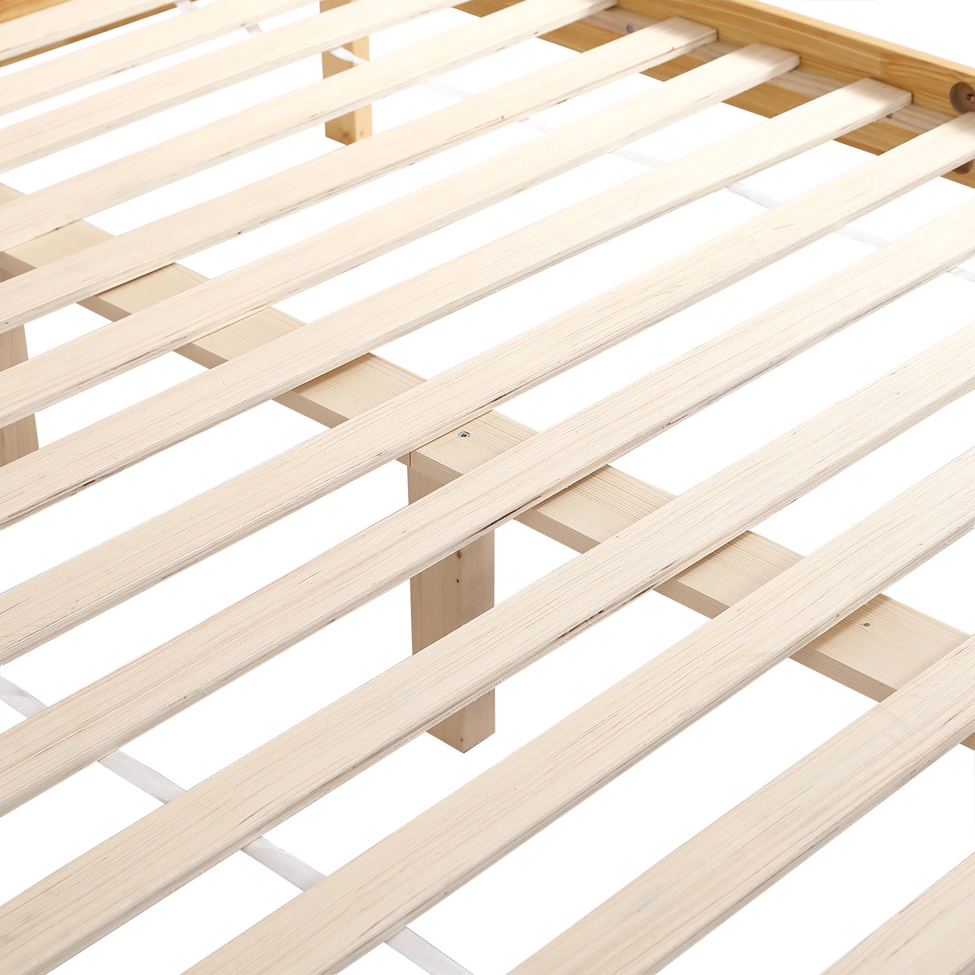 Logidon double bed 160x200 cm wood with natural rattan 15 slats