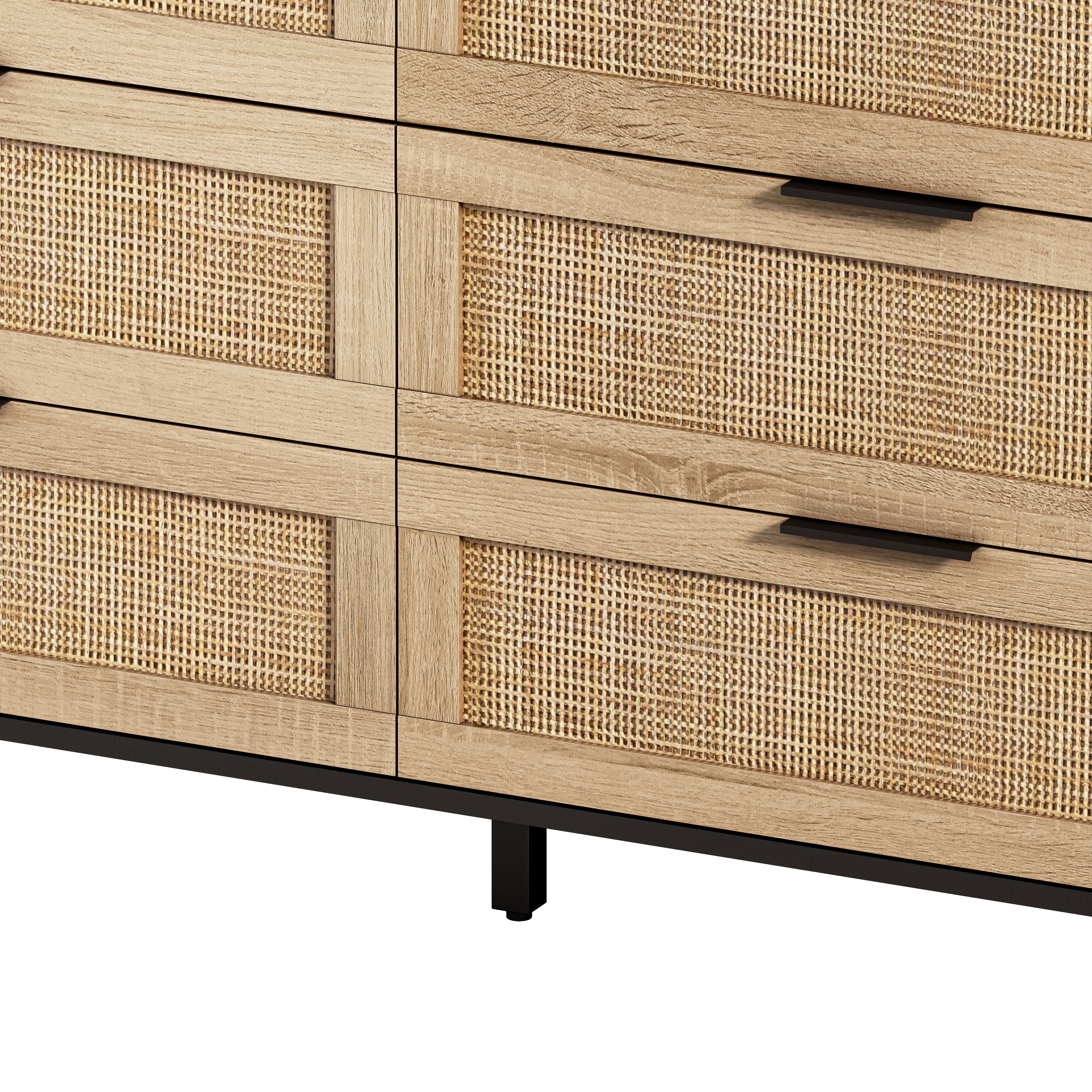 Logidon Rotan opbergkast 130 cm zwart 6 lades