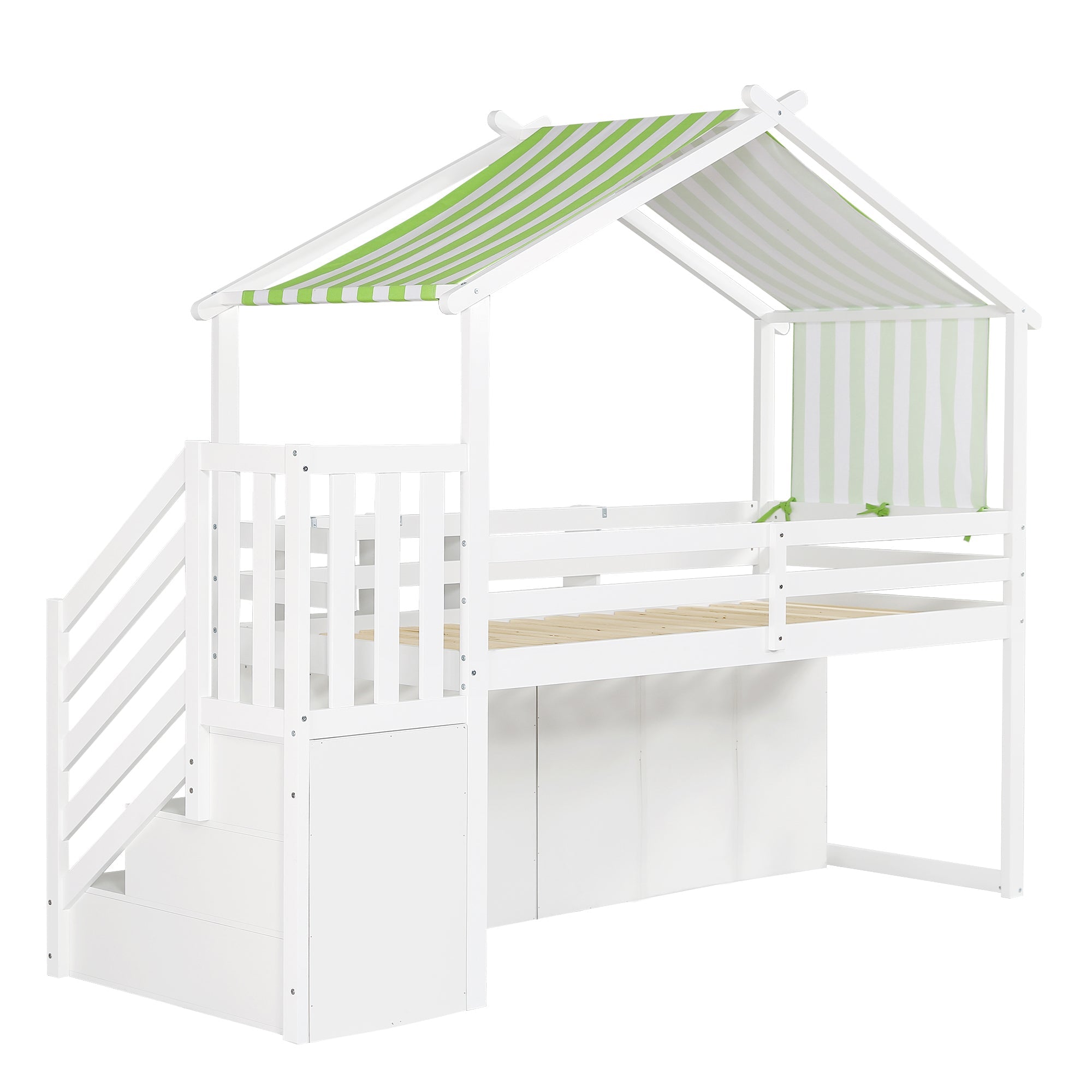 Logidon Kinderstapelbed 90x200 cm witgroen met kledingkast