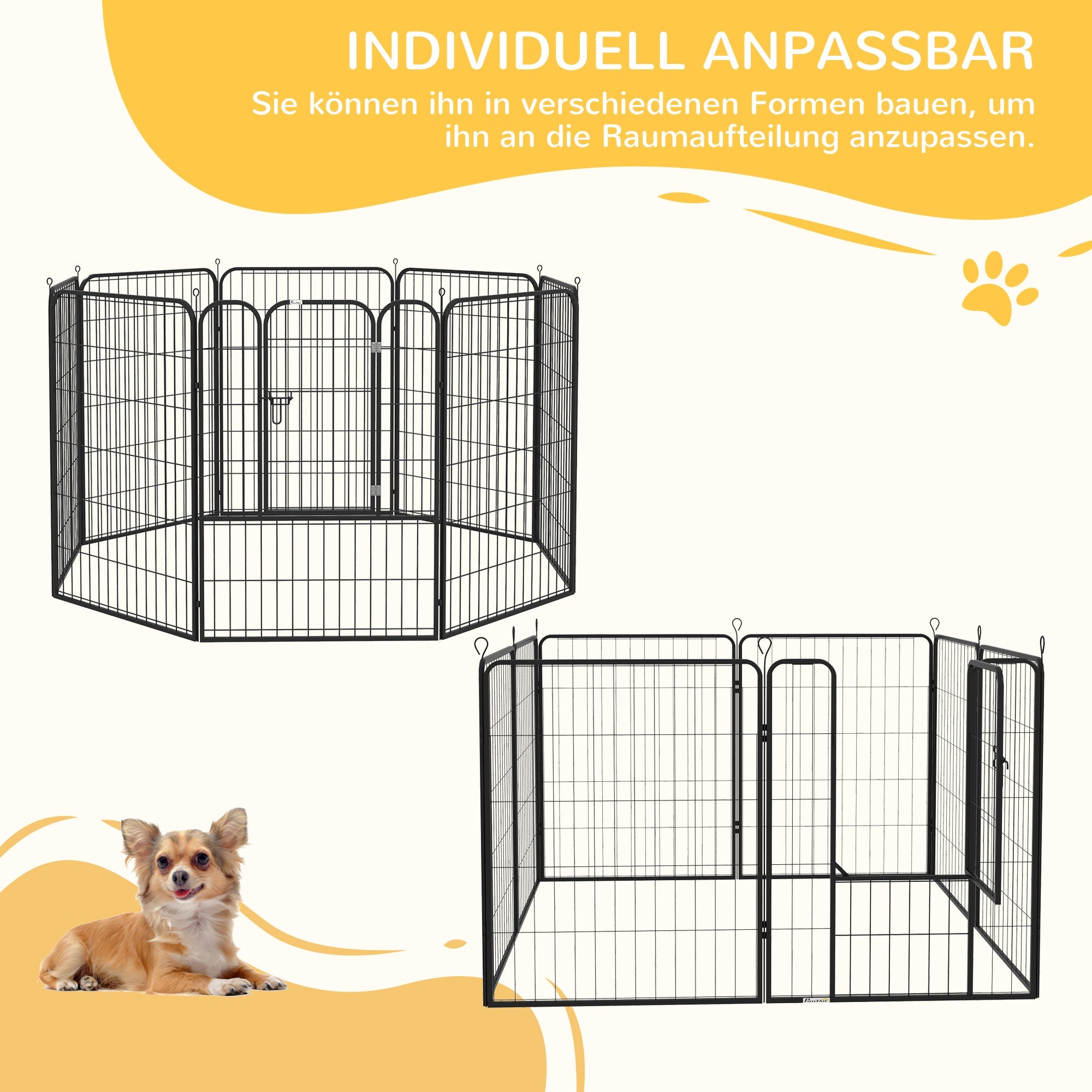 Logidon Puppy Run Zwart metalen box met deur 79x100 cm