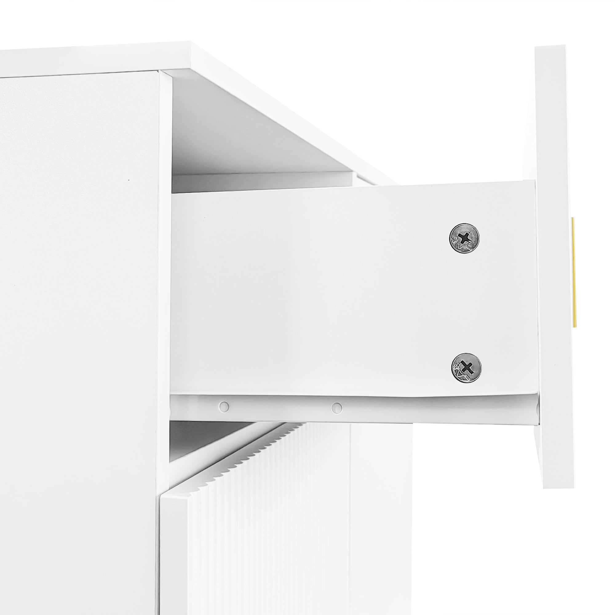 Logidon Sideboard White With Structured Panel And Adjustable Shelves