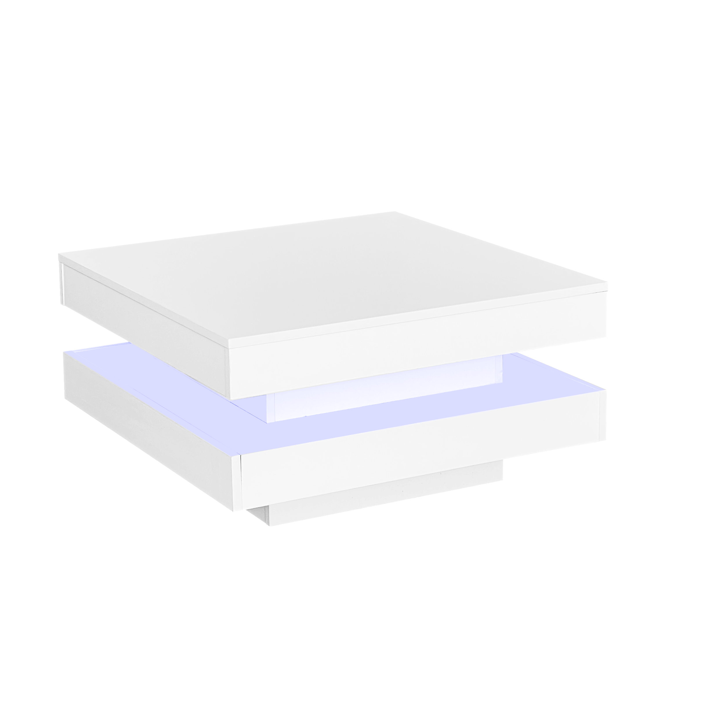 Logidon witte hoogglans salontafel 70x70x36 cm met draaiplaat en 16-kleuren LED