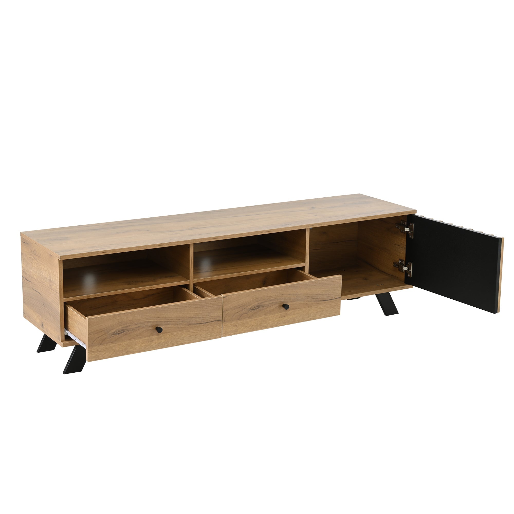 Logidon TV-meubel 150 x 38 x 44 cm natuurlijke houtlook 2 lades