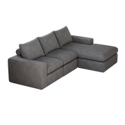 Logidon Gray Cord Sofa With Chaise Longue L Shape Three Cushions