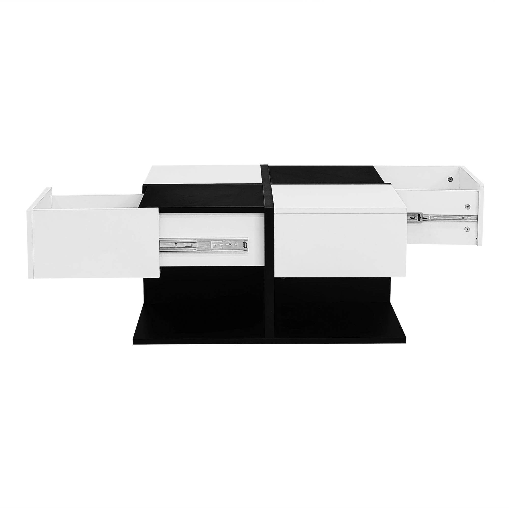 Logidon Moderne Salontafel Zwart Wit 70x70x35,5 cm Met 2 Laden