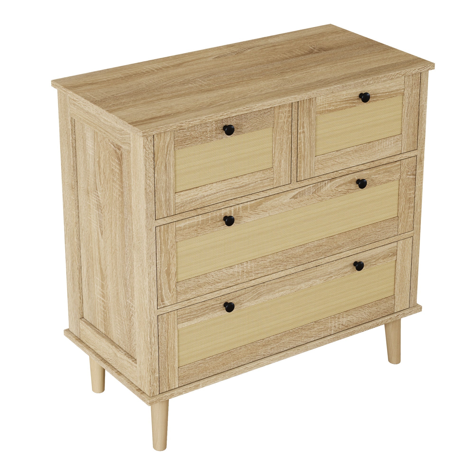 Logidon ladekast met 4 lades en rotan front naturel 80x40x80 cm