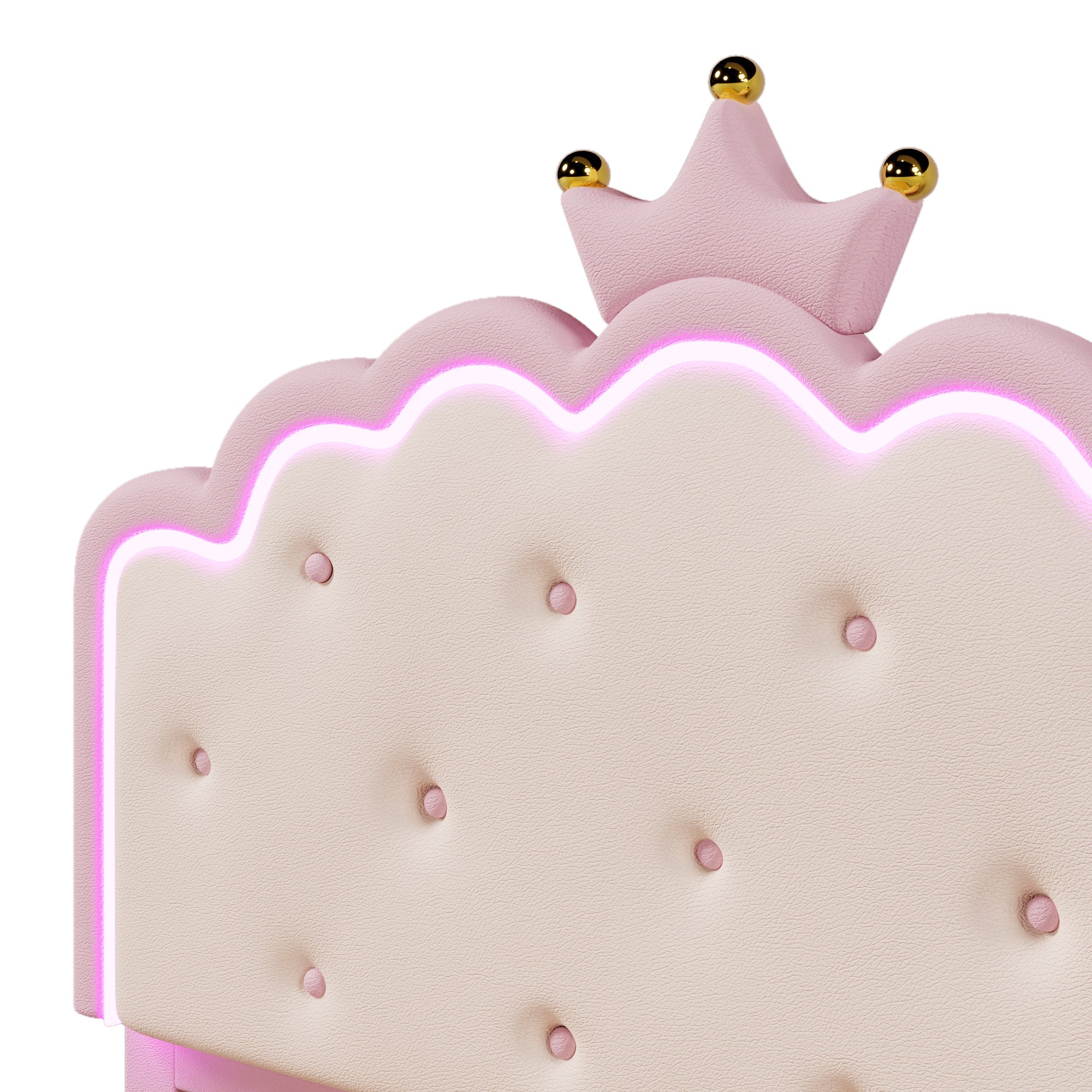 Logidon gestoffeerd bed 140x200 roze met lattenbodem LED-verlichting