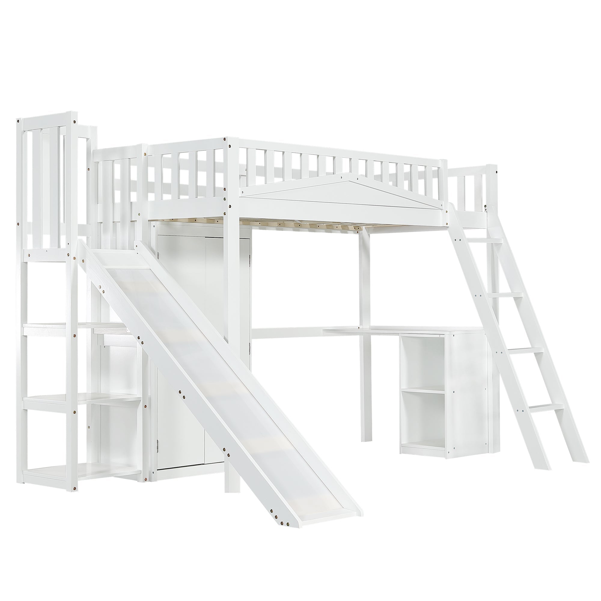 Logidon stapelbed kinderbed met tafel en kledingkast 90x200 wit