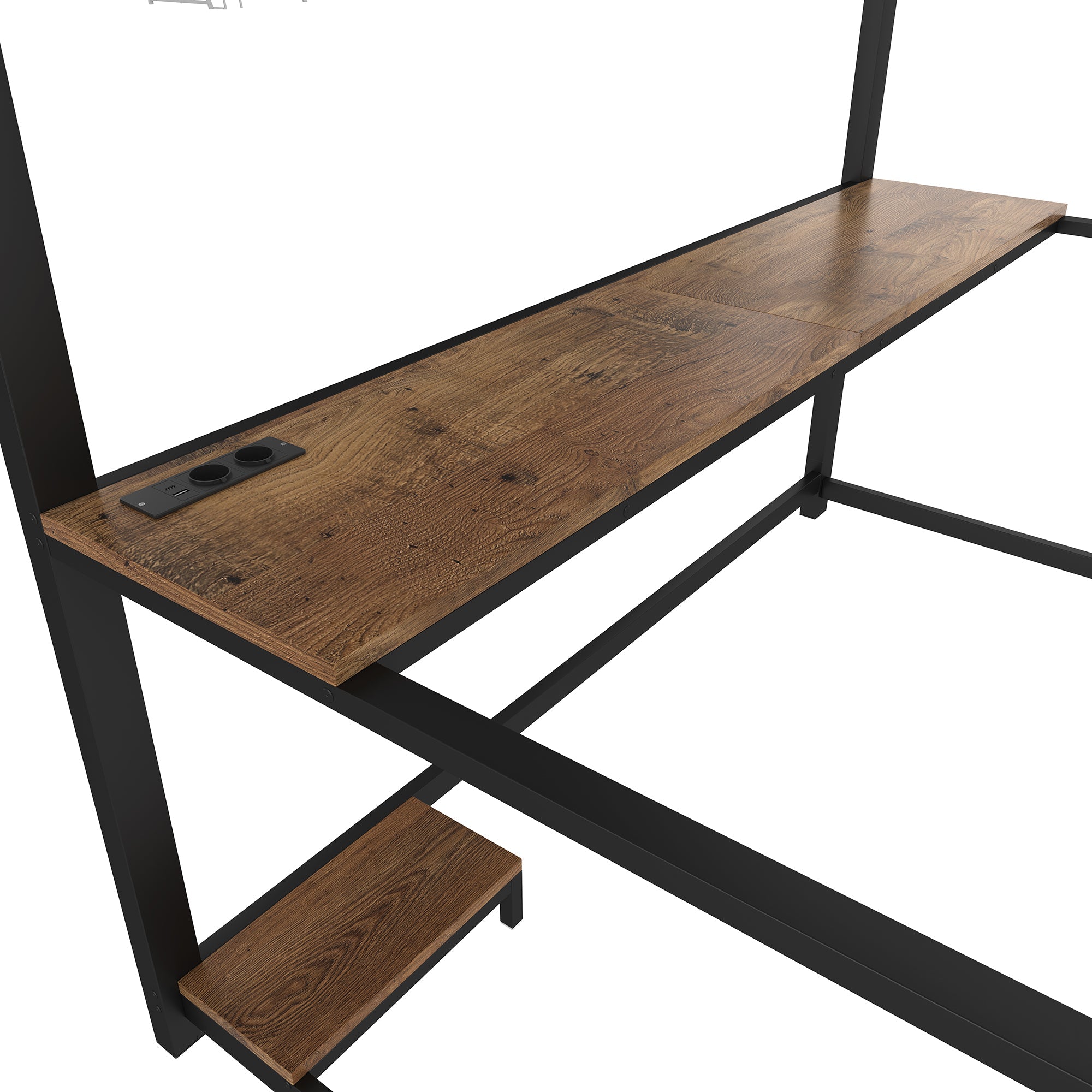 Logidon loft bed 140x200 cm with LED lighting and desk