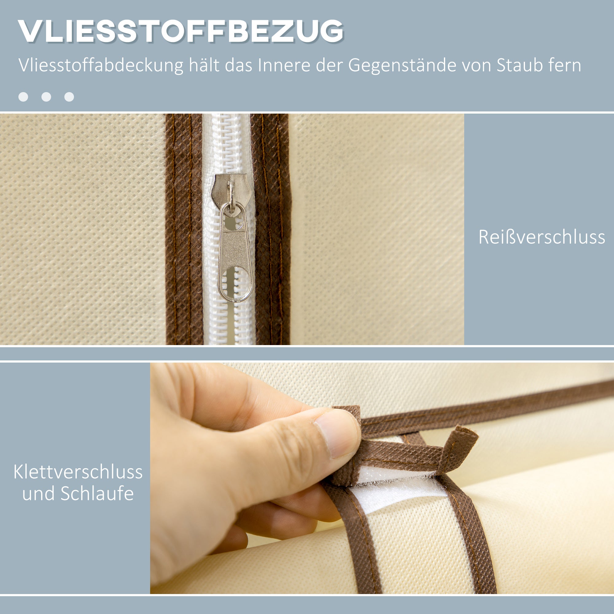 Logidon Crème Opvouwbare stoffen kast met 2 stangen en 6 vakken 103x43x162 cm