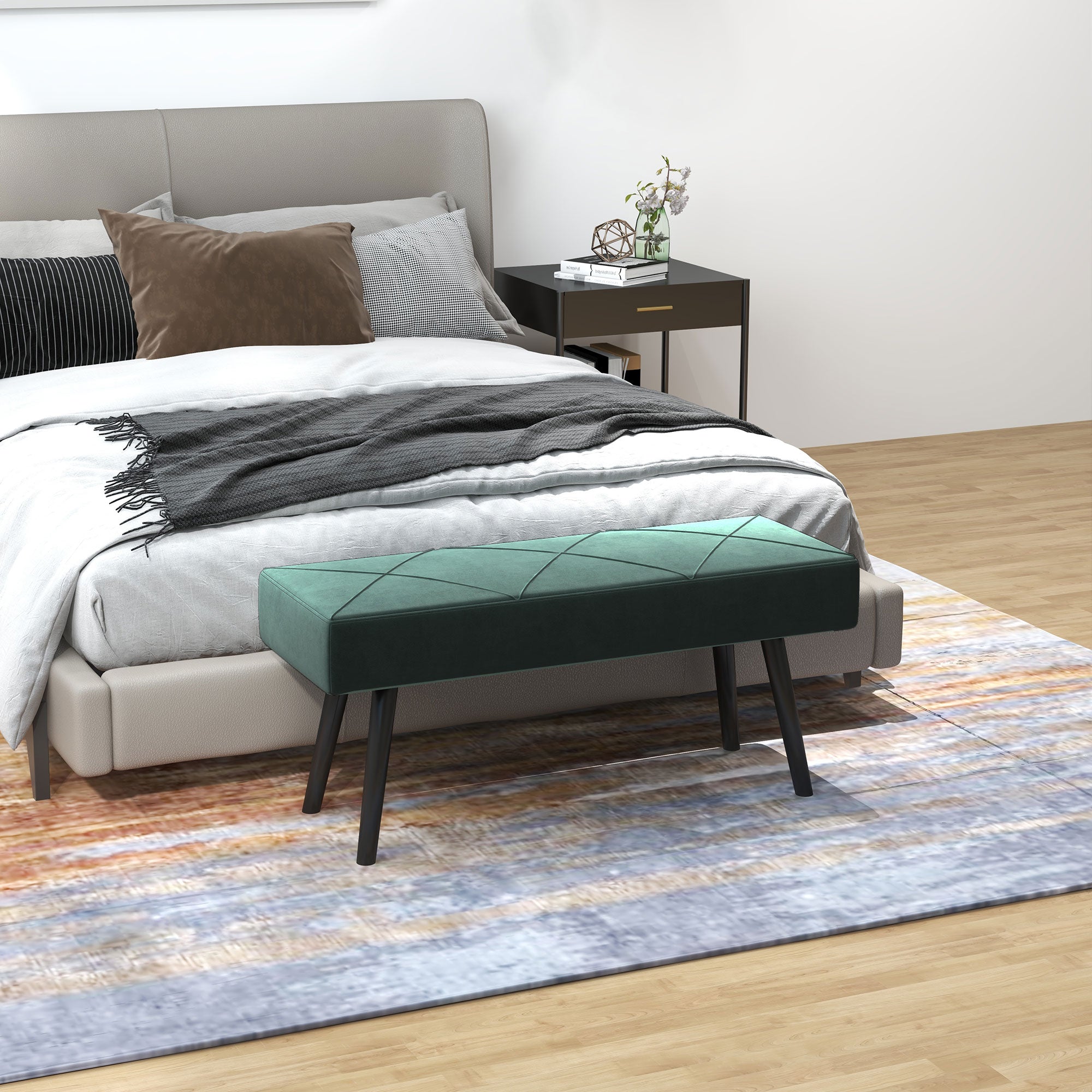 Logidon gestoffeerde bank fluweellook groen 100x36x45 cm tot 120 kg