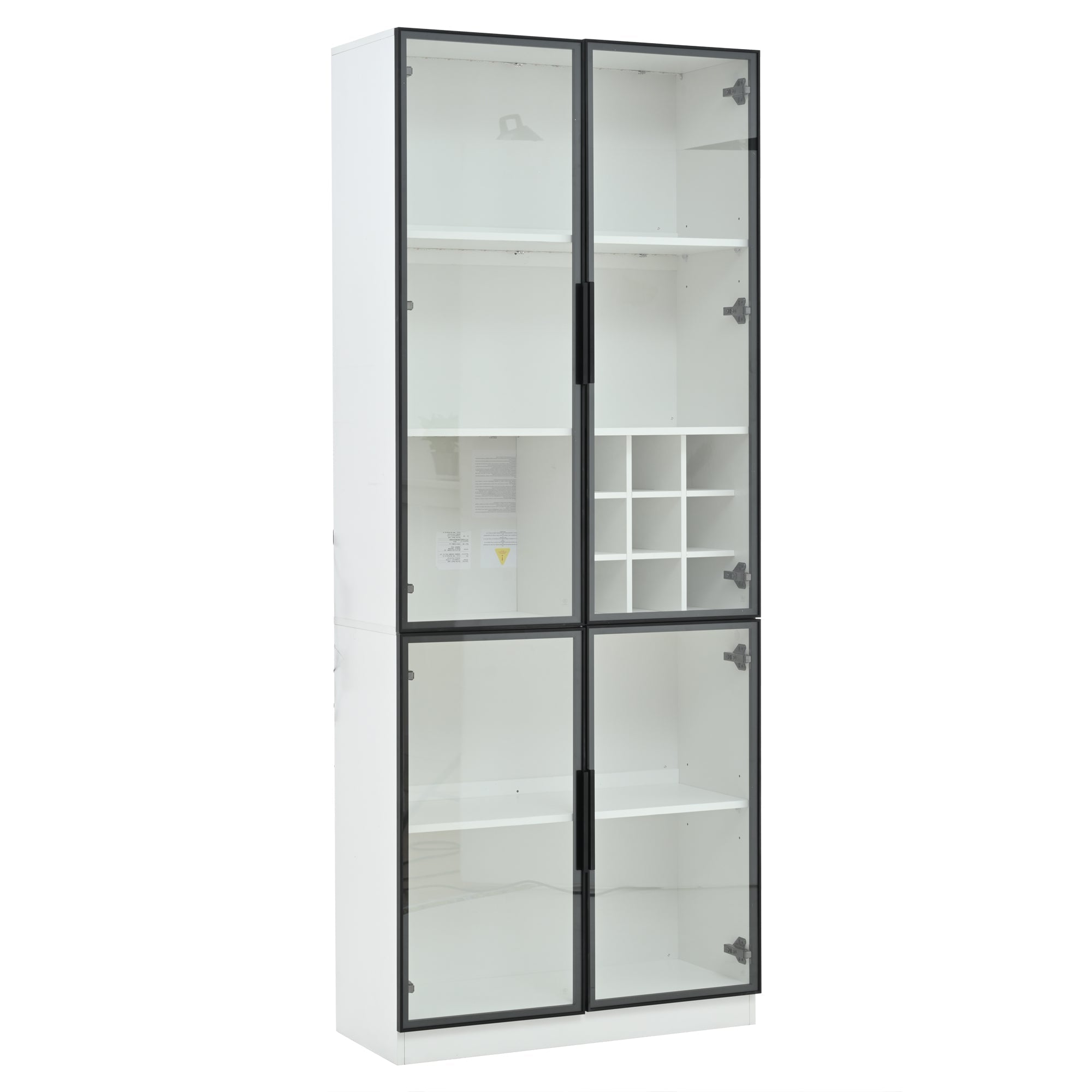 Logidon showcase 80x35x200 white glass doors LED lighting wine rack
