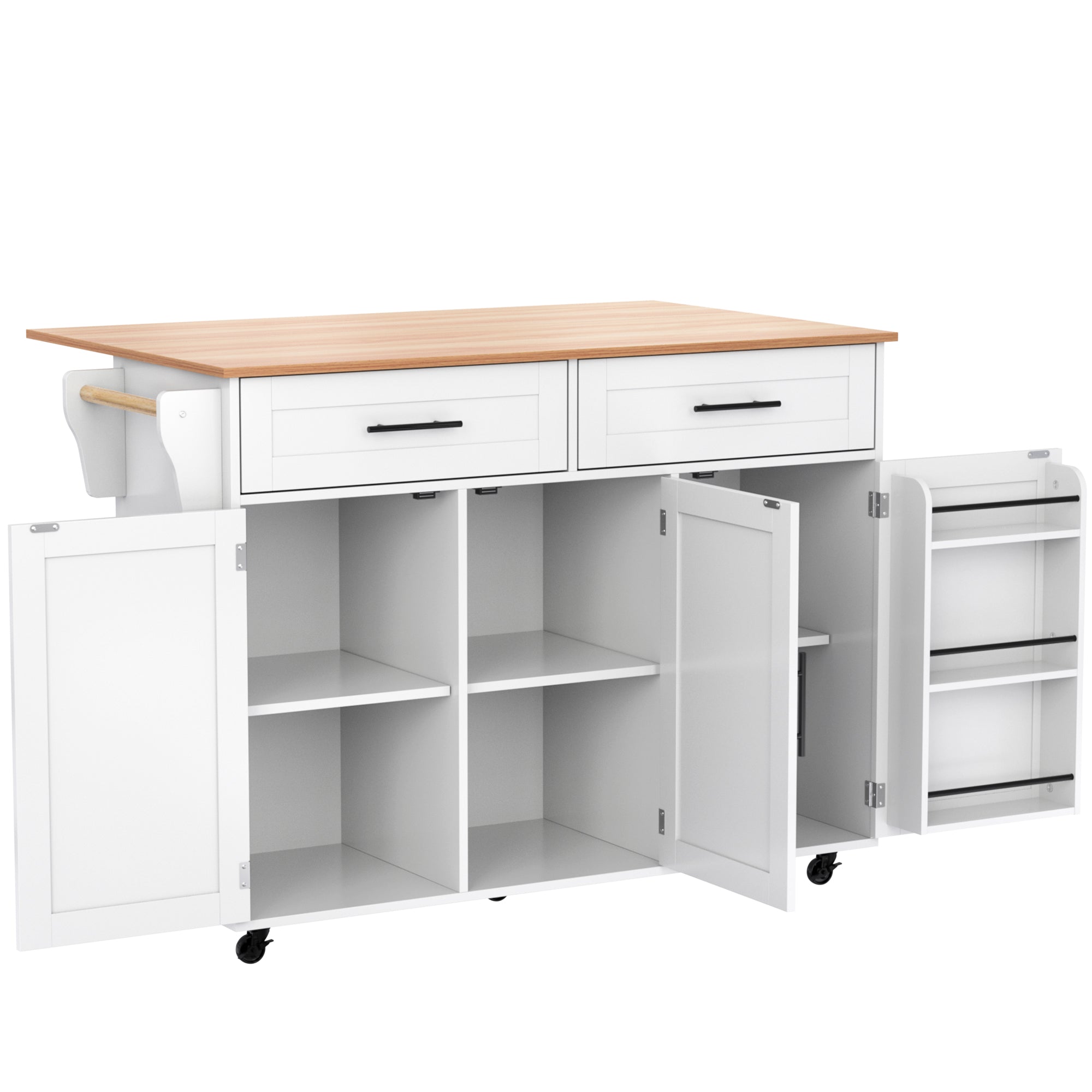 Logidon kitchen trolley solid wood worktop folding top white