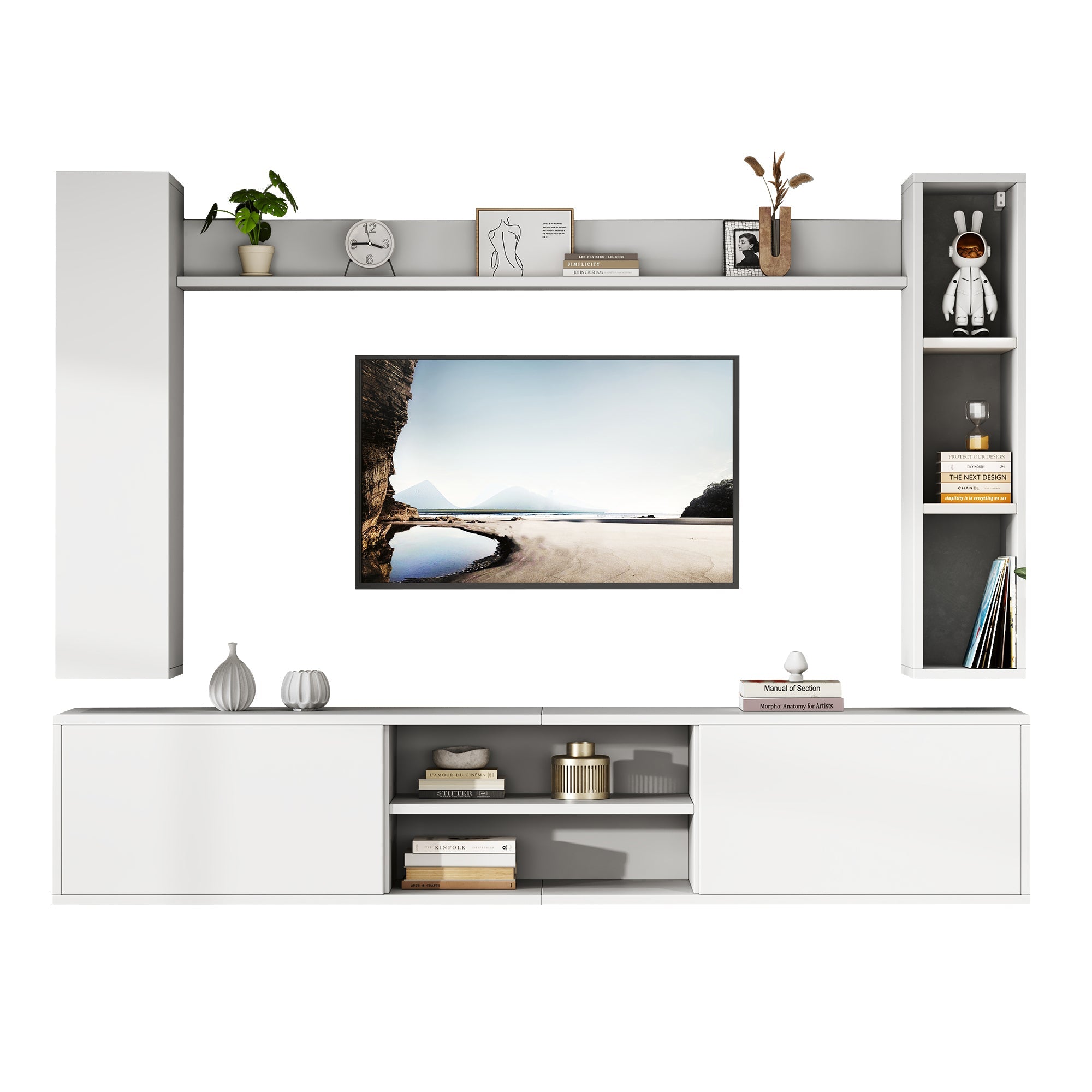 Logidon TV wandmeubel wit 180x35x33,5 cm compleet 4 delen