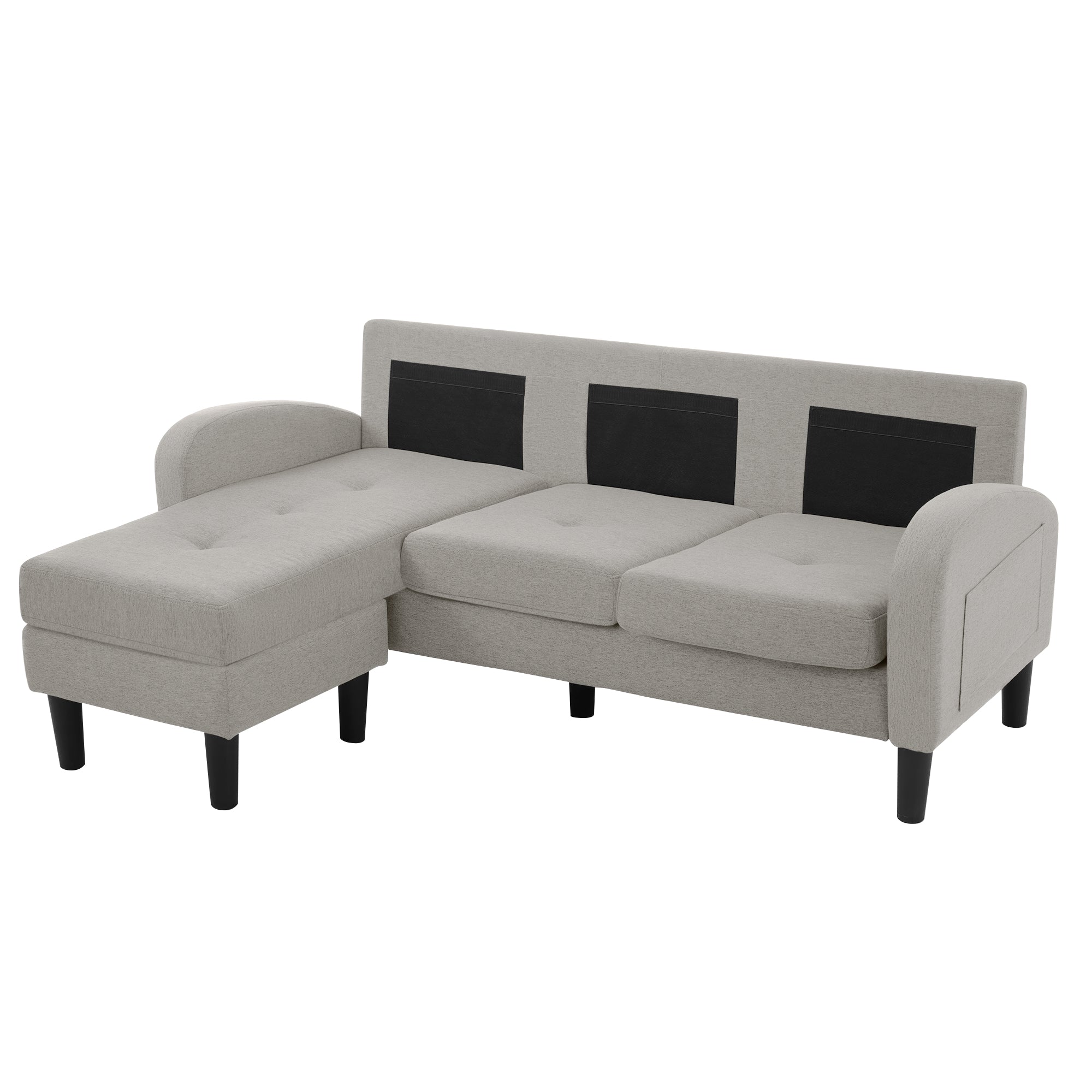 Logidon L-vormige hoekbank met chaise longue Grijs 185 x 118 cm