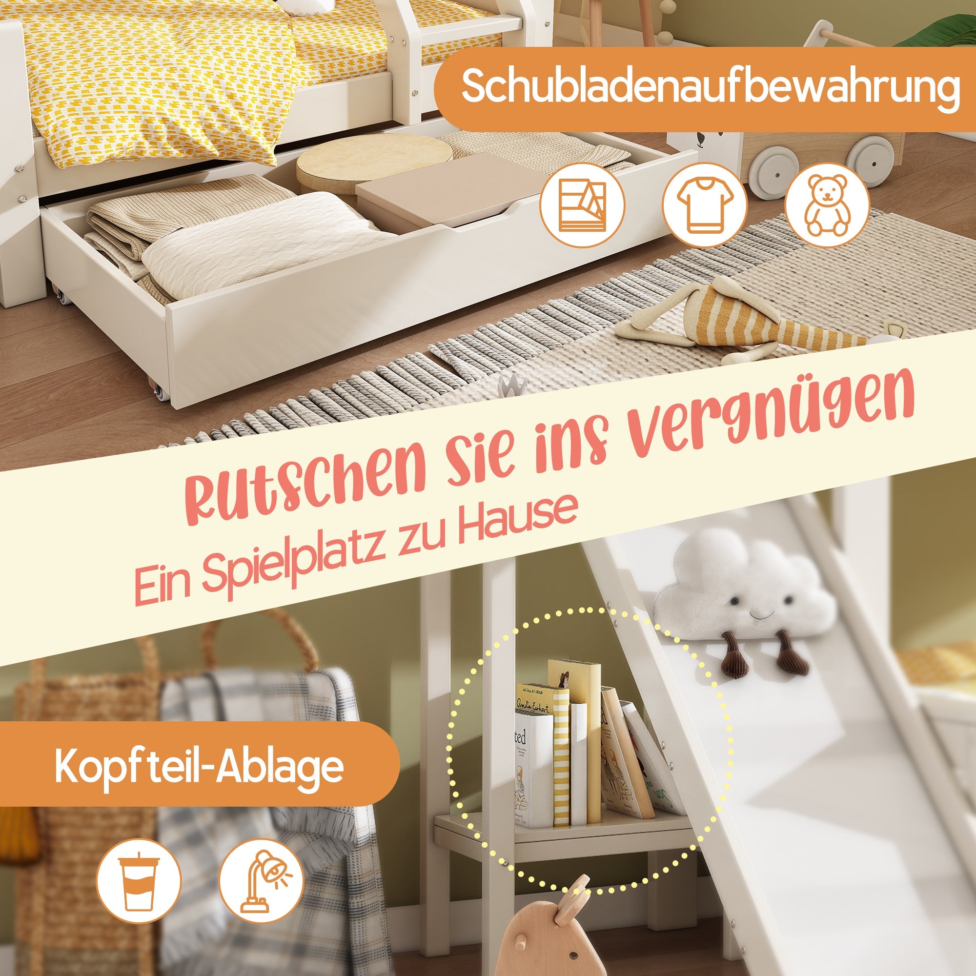 Logidon stapelbed 90x200/140x200 schuiflaadladder blokhut design
