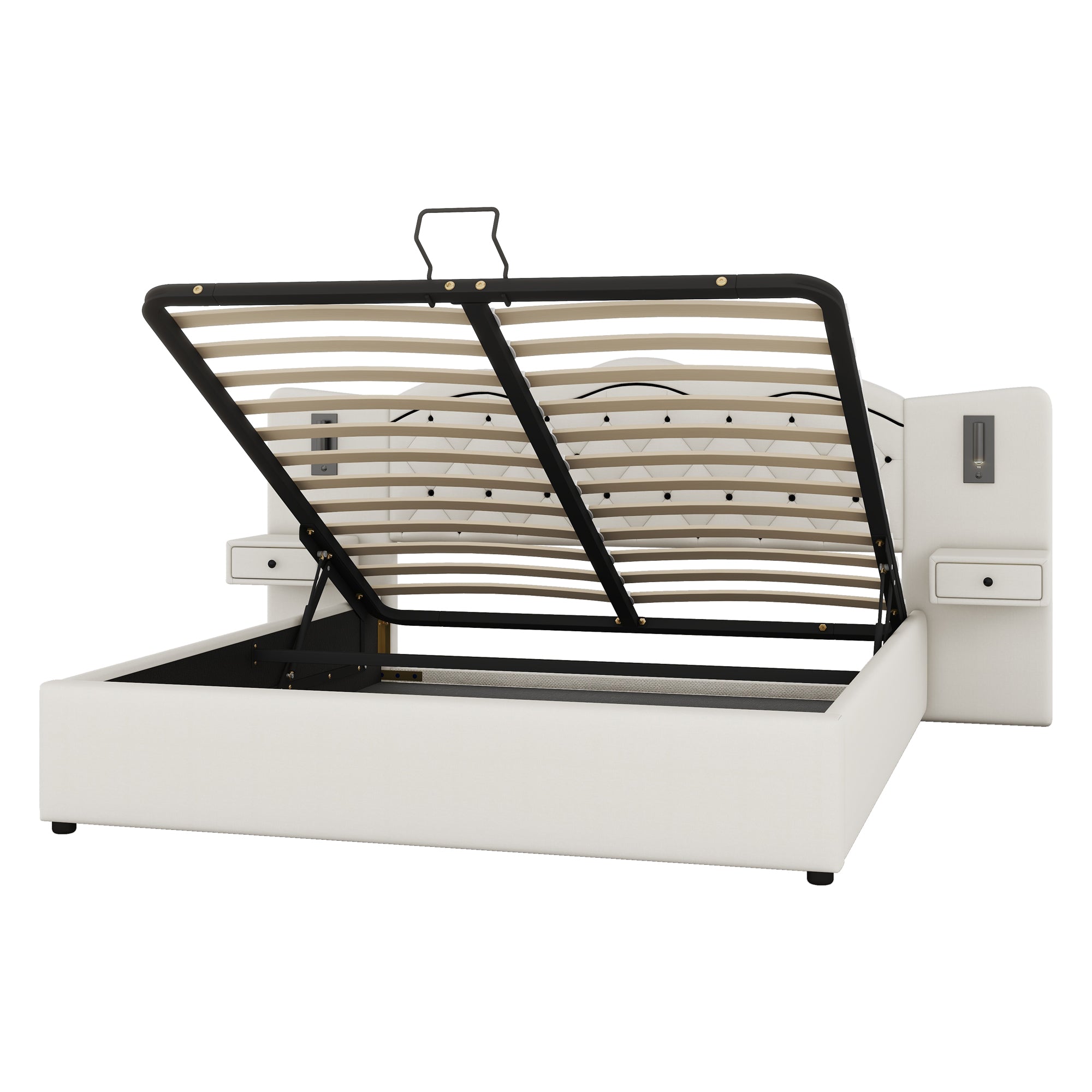 Logidon 180x200 beige plat bed met gestoffeerd hoofdeinde