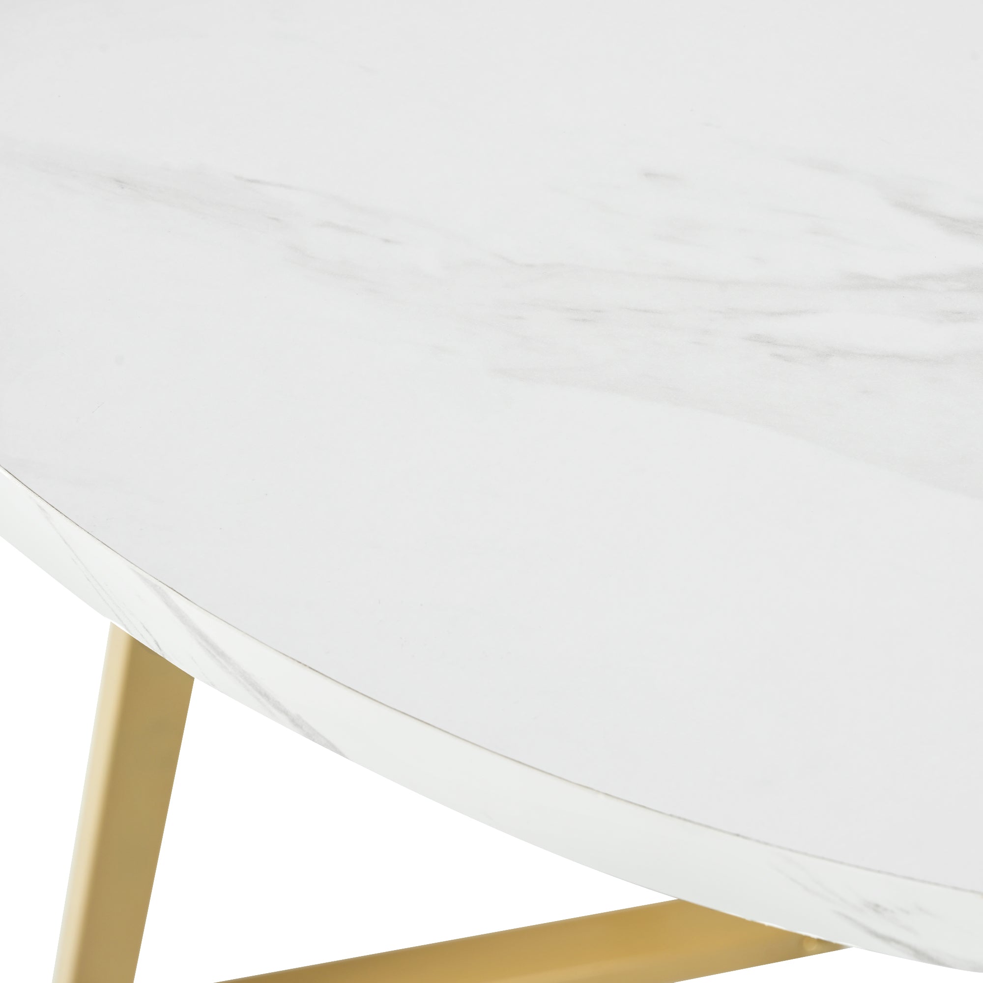 Logidon Ronde Eettafel Wit Marmeren Textuur Goud Frame 80 cm