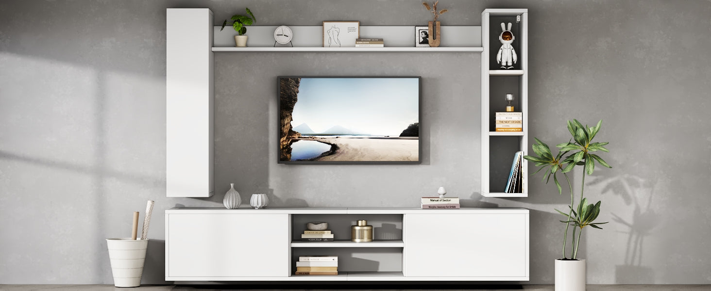 Logidon TV wandmeubel wit 180x35x33,5 cm compleet 4 delen