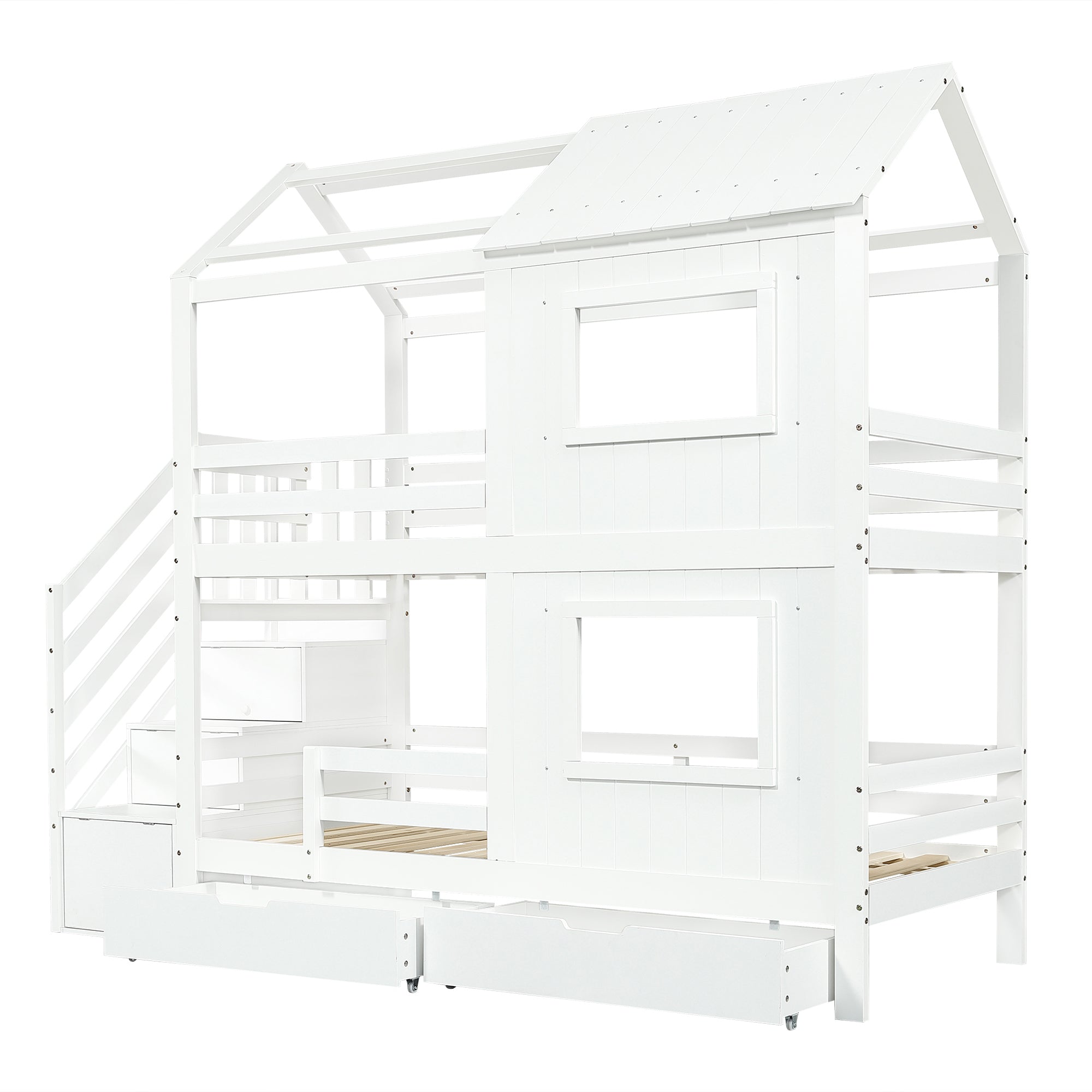 Logidon stapelbed kinderbed 90x200 wit met trapkast