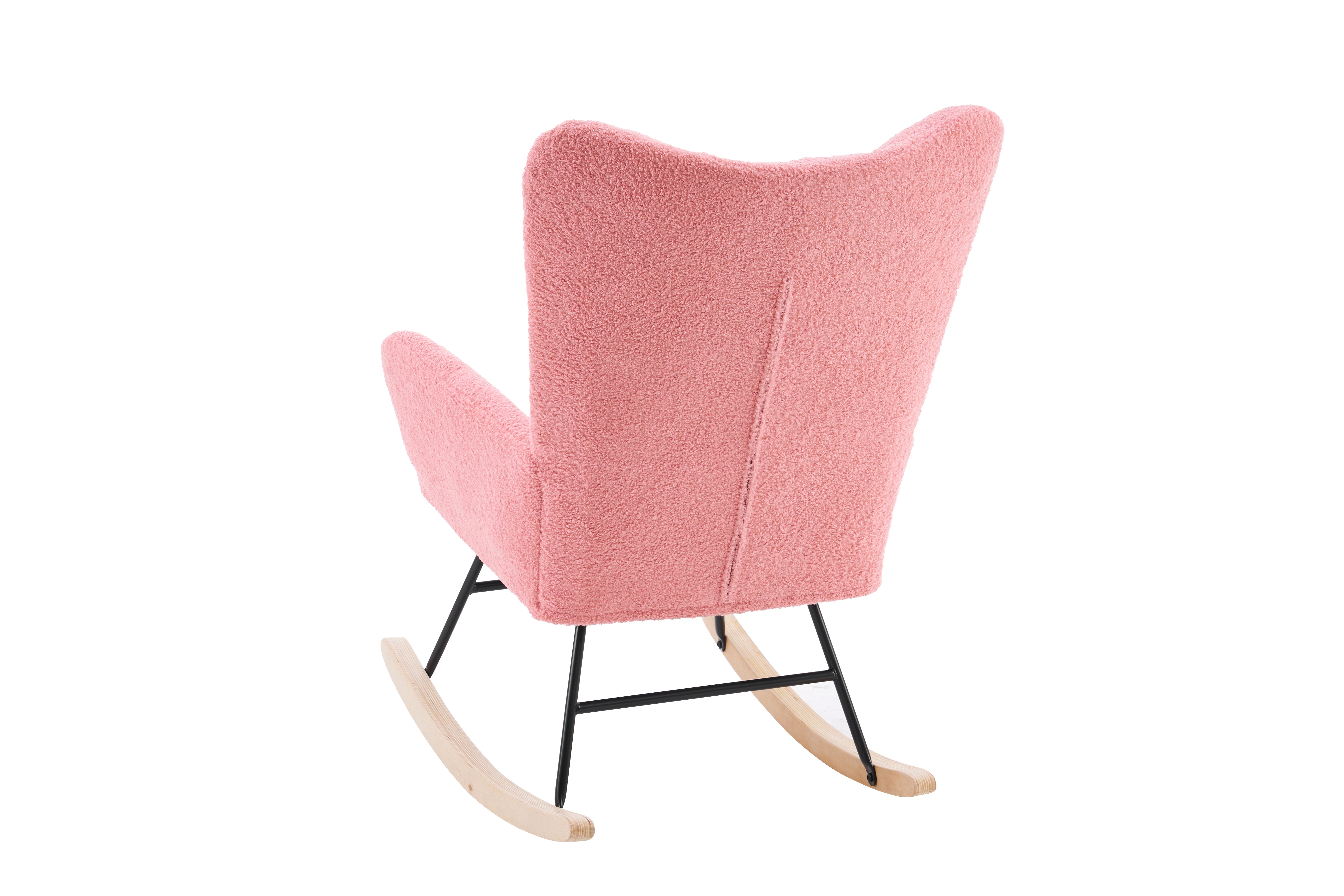 Logidon Moderne Schommelstoel Roze Met Hoge Rugleuning